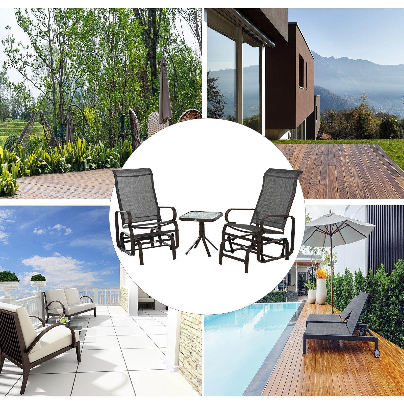 Outsunny Outdoor Swing Chair Set with Tea Table - Patio Furniture - ALL4U RETAILER LTD