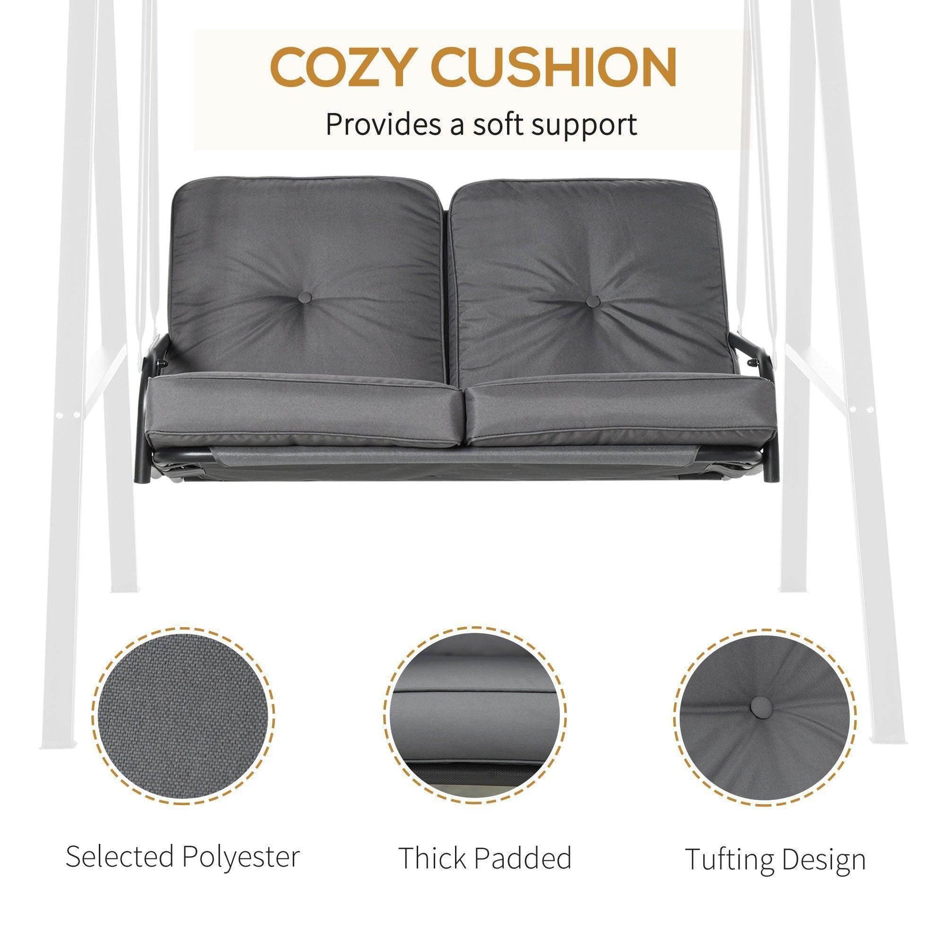 Outsunny Outdoor Swing Chair with Adjustable Canopy - Grey - ALL4U RETAILER LTD