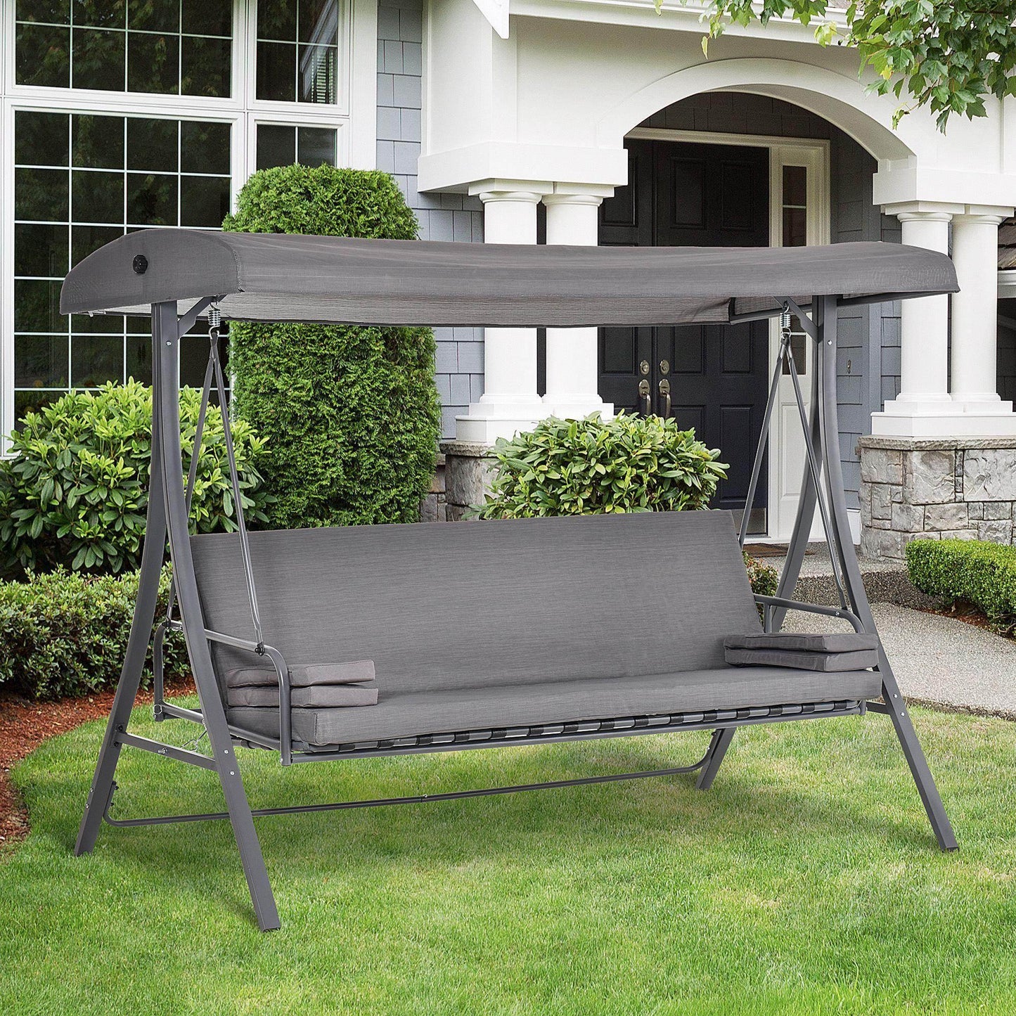 Outsunny Outdoor Swing Chair with Canopy - Grey - ALL4U RETAILER LTD