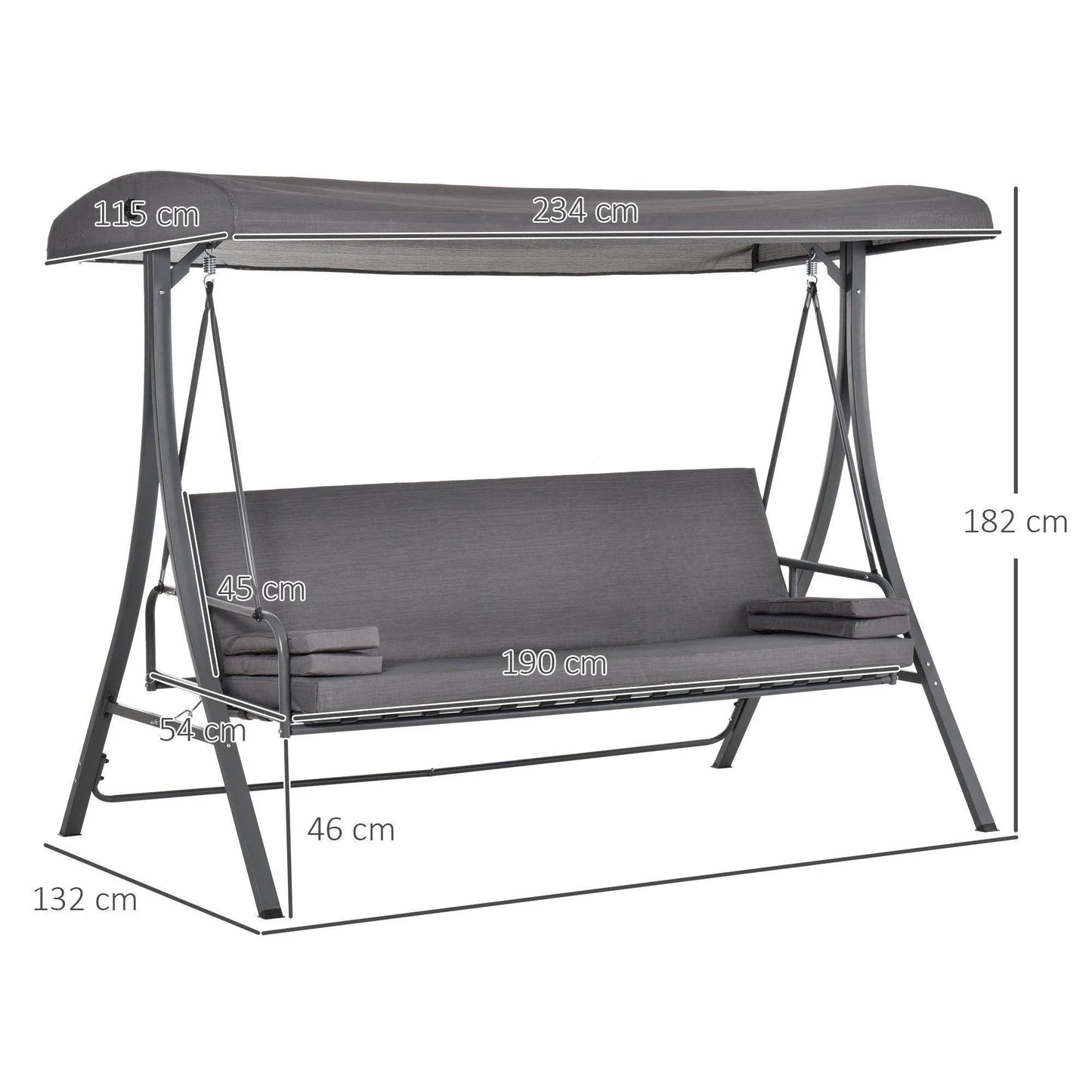 Outsunny Outdoor Swing Chair with Canopy - Grey - ALL4U RETAILER LTD