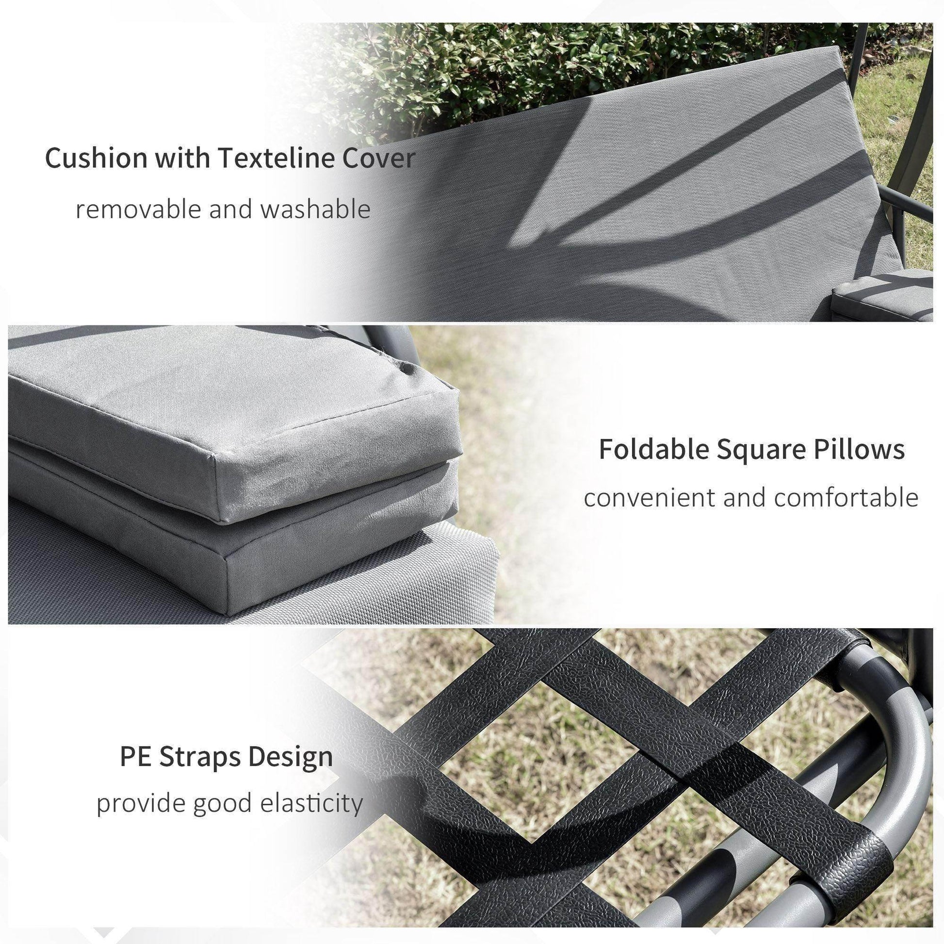 Outsunny Outdoor Swing Chair with Canopy - Grey - ALL4U RETAILER LTD