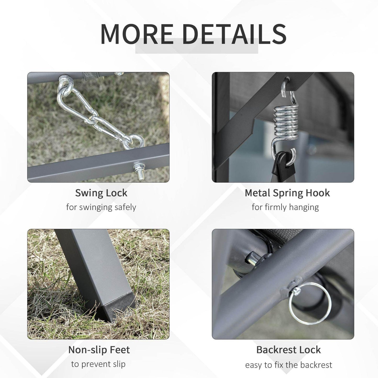 Outsunny Outdoor Swing Chair with Canopy - Grey - ALL4U RETAILER LTD