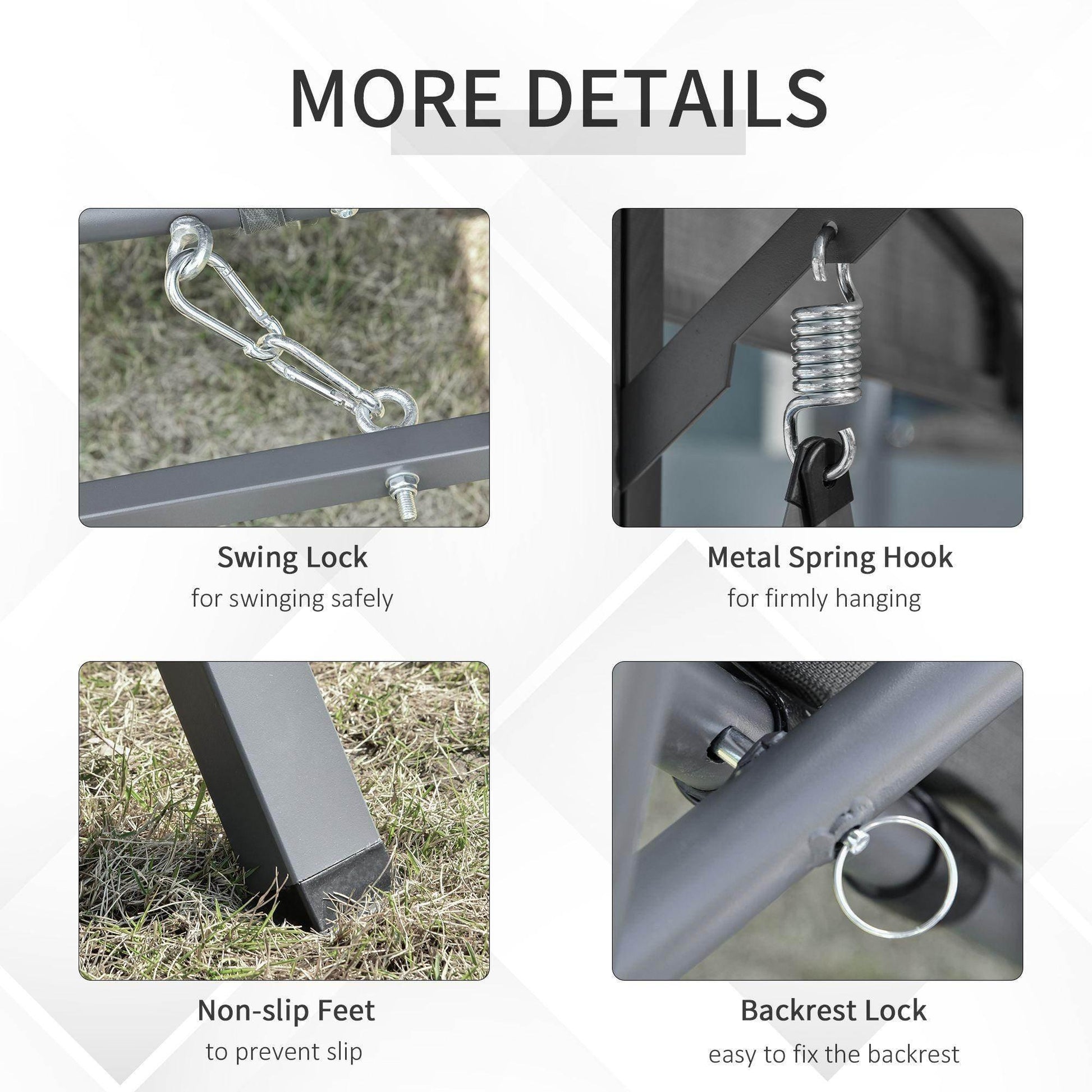 Outsunny Outdoor Swing Chair with Canopy - Grey - ALL4U RETAILER LTD