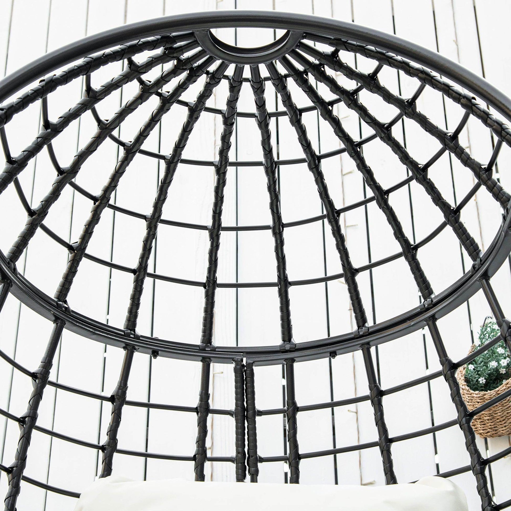 Outsunny Outdoor Swivel Egg Chair - Black - ALL4U RETAILER LTD