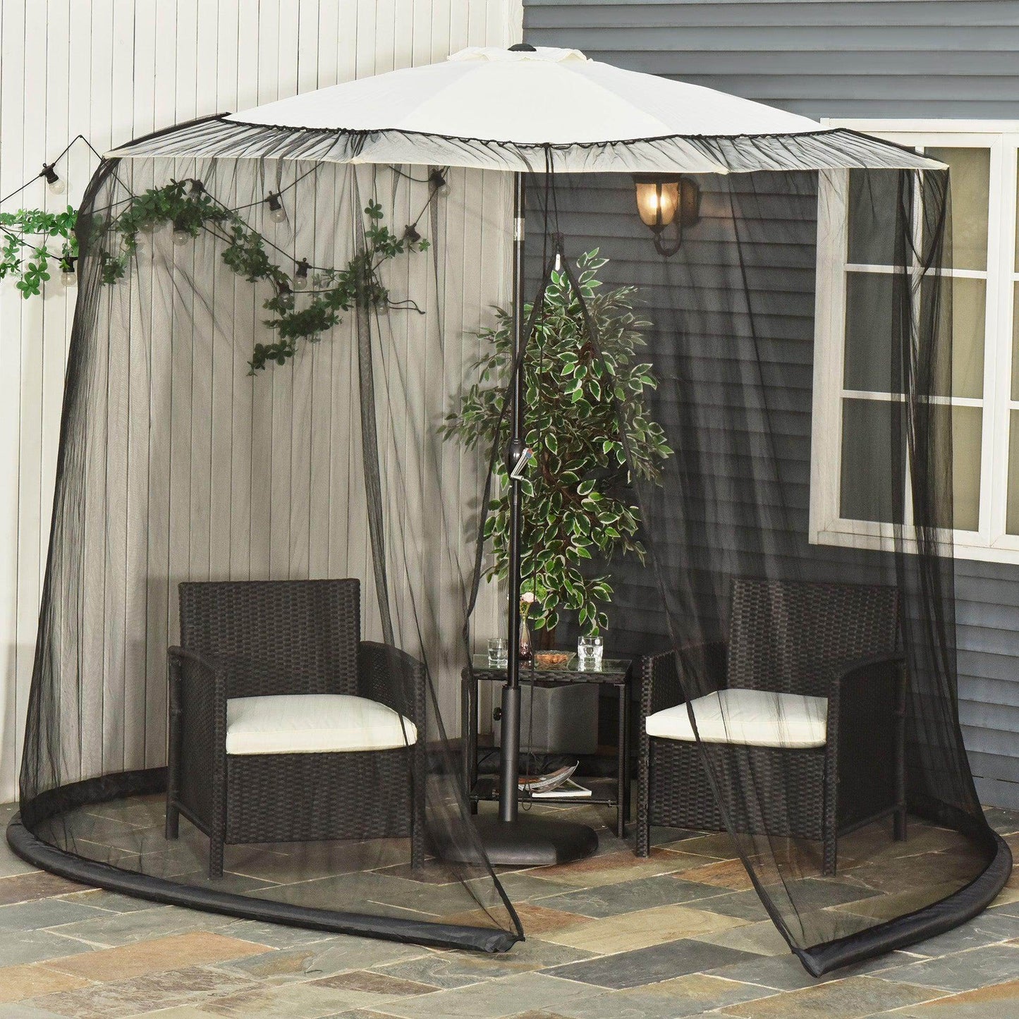 Outsunny Outdoor Umbrella Table Screen with Zipped Door - ALL4U RETAILER LTD