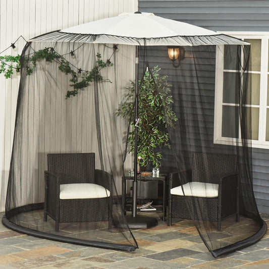 Outsunny Outdoor Umbrella Table Screen with Zipped Door - ALL4U RETAILER LTD