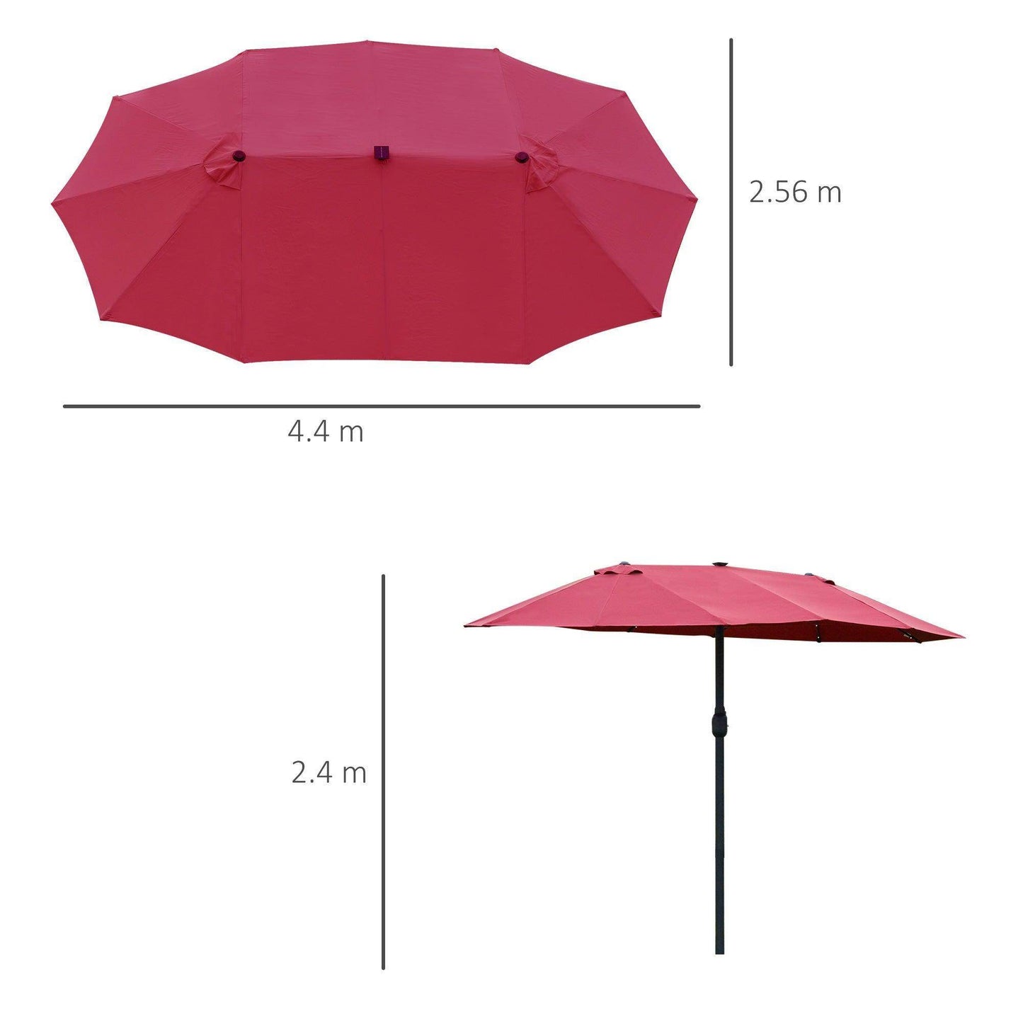 Outsunny Outdoor Umbrella with Solar Lights - Wine Red - ALL4U RETAILER LTD