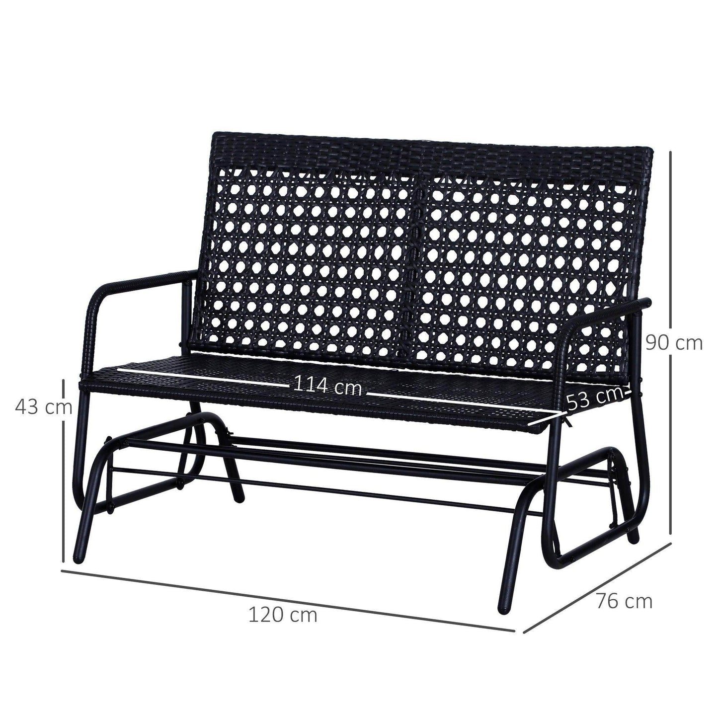 Outsunny Outdoor Wicker Glider Bench Chair - Back - ALL4U RETAILER LTD
