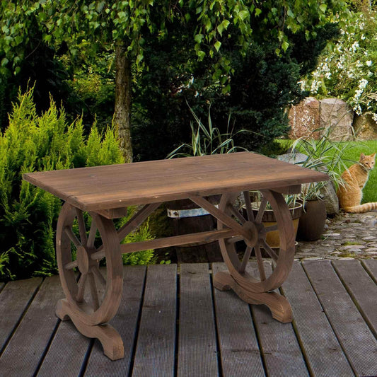 Outsunny Outdoor Wood Coffee Table Water-Resistant Patio Furniture - ALL4U RETAILER LTD