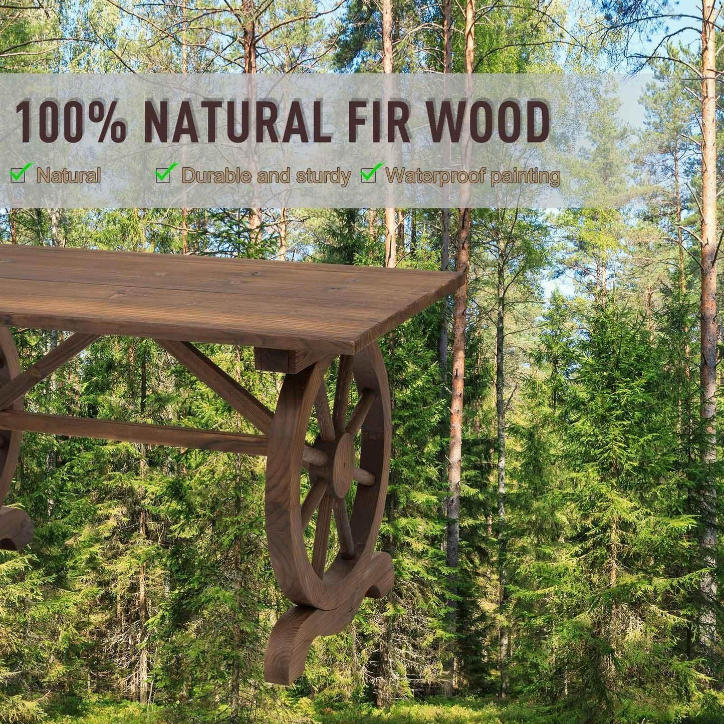Outsunny Outdoor Wood Coffee Table Water-Resistant Patio Furniture - ALL4U RETAILER LTD