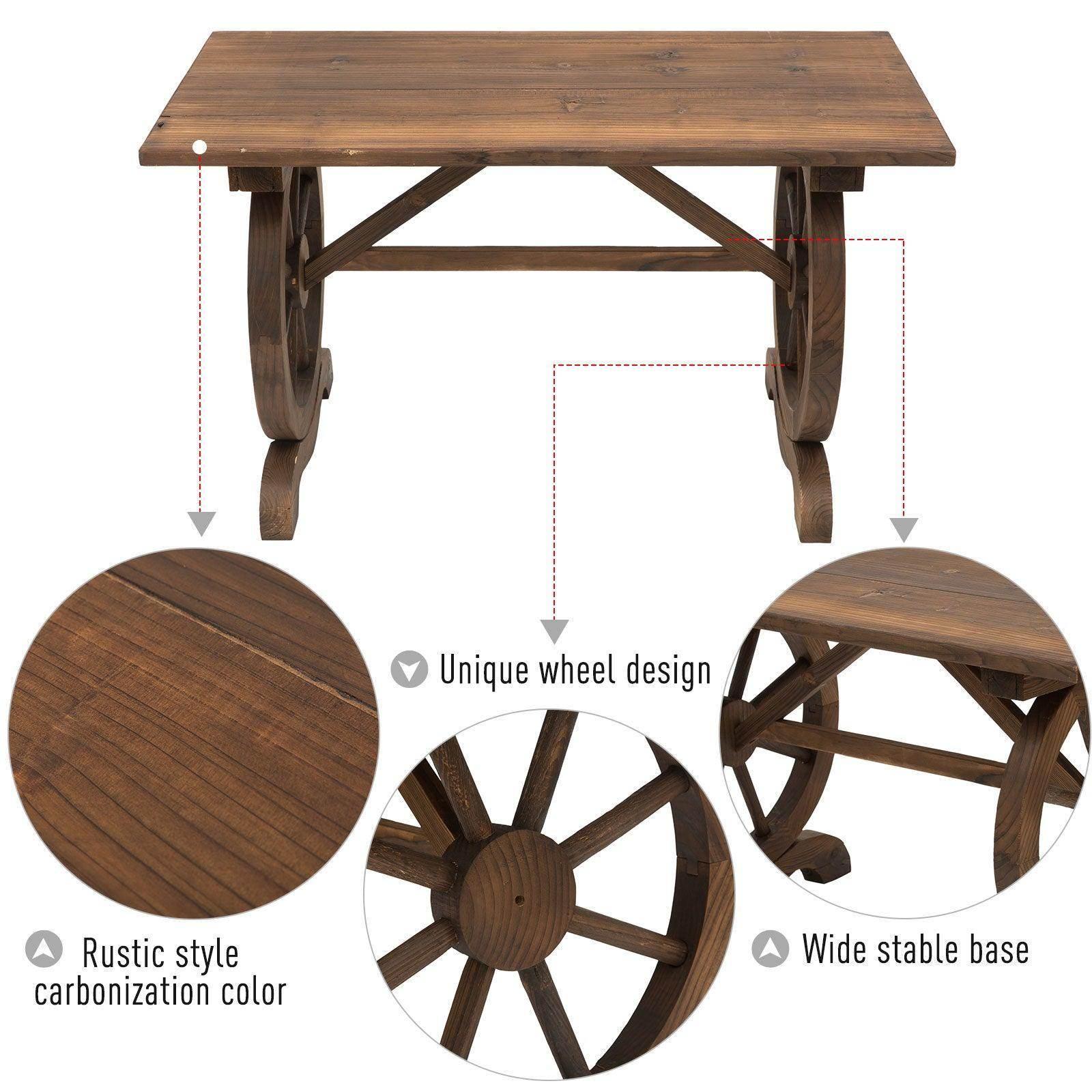 Outsunny Outdoor Wood Coffee Table Water-Resistant Patio Furniture - ALL4U RETAILER LTD