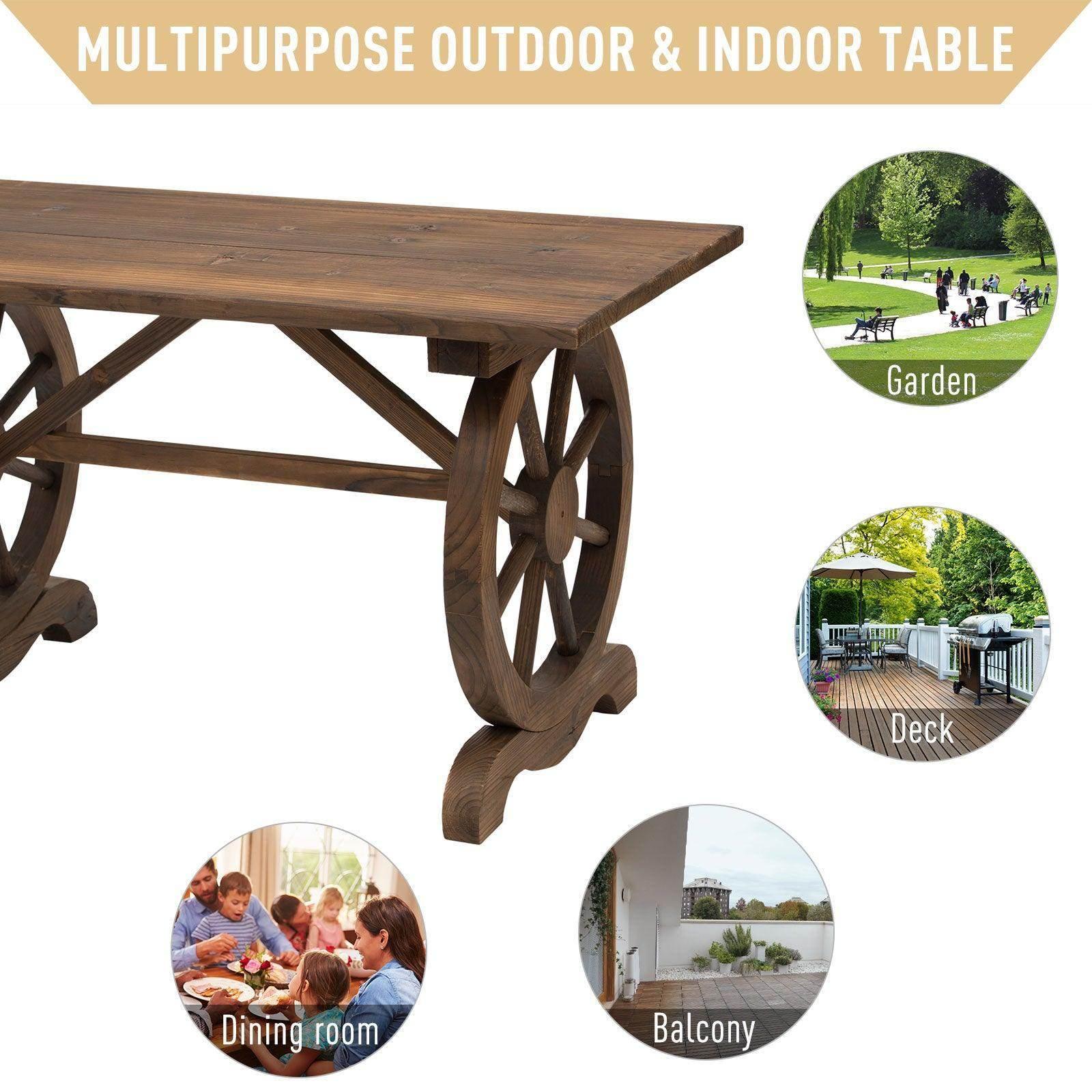 Outsunny Outdoor Wood Coffee Table Water-Resistant Patio Furniture - ALL4U RETAILER LTD