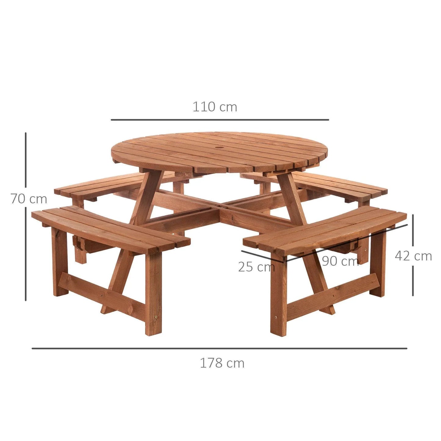 Outsunny Outdoor Wooden Picnic Table Set with Seating for 8 - ALL4U RETAILER LTD