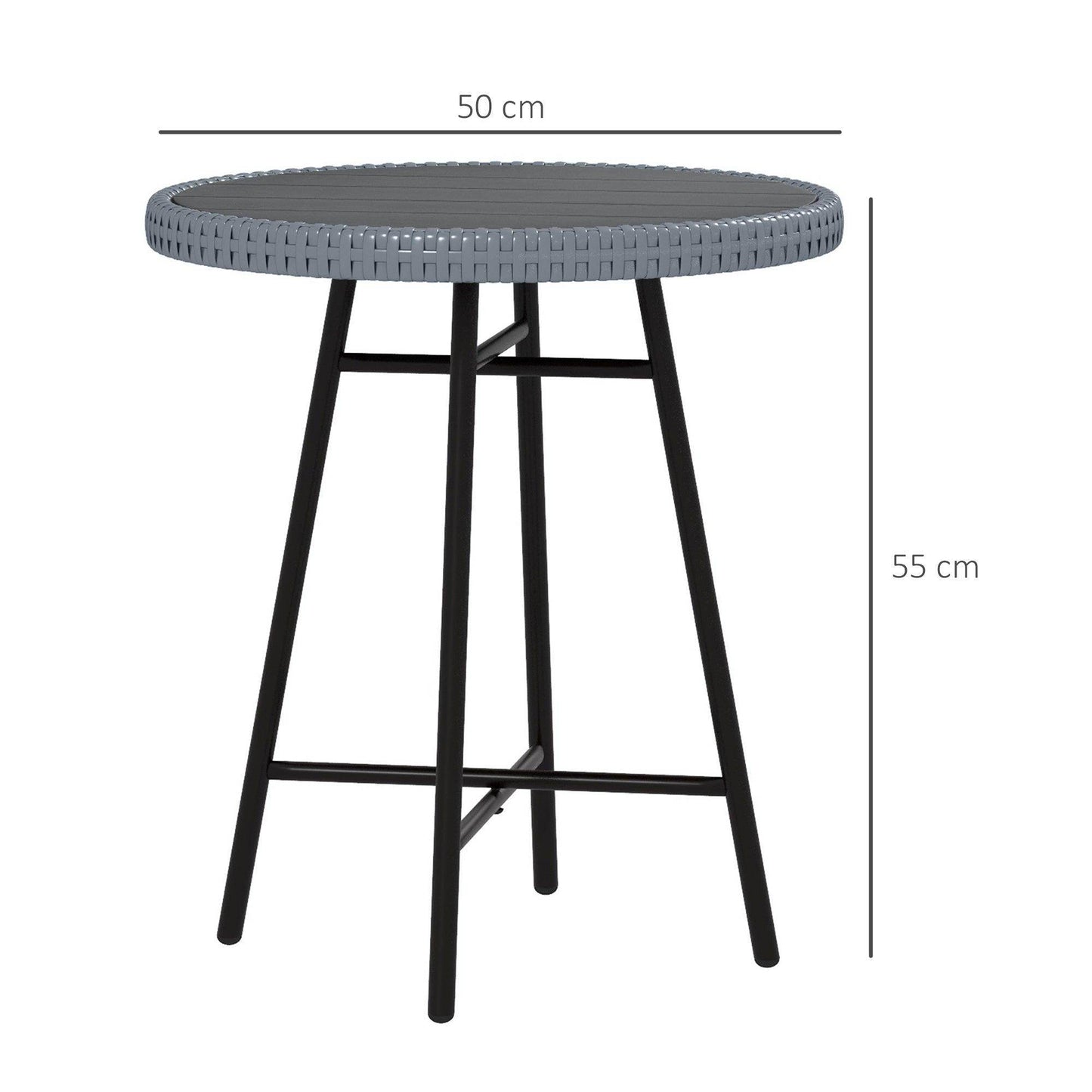 Outsunny PE Rattan Side Table Grey - ALL4U RETAILER LTD