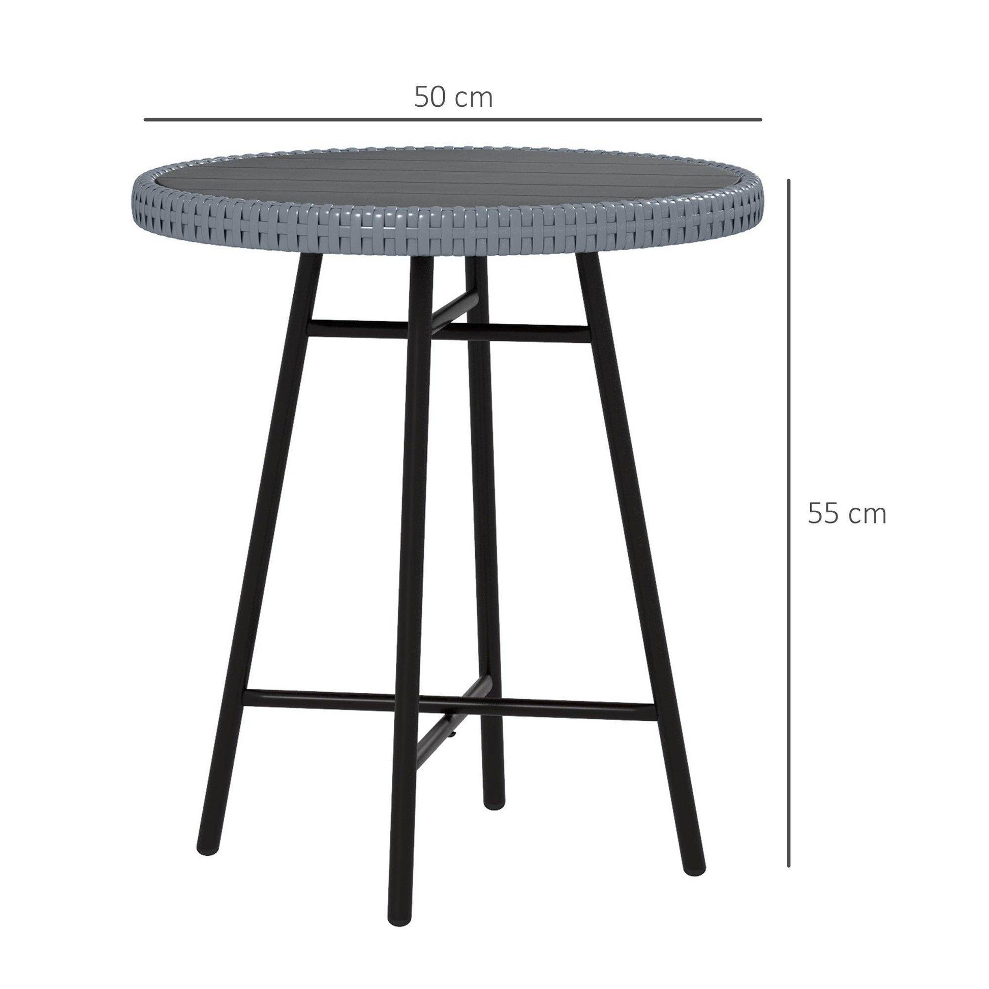 Outsunny PE Rattan Side Table Grey - ALL4U RETAILER LTD