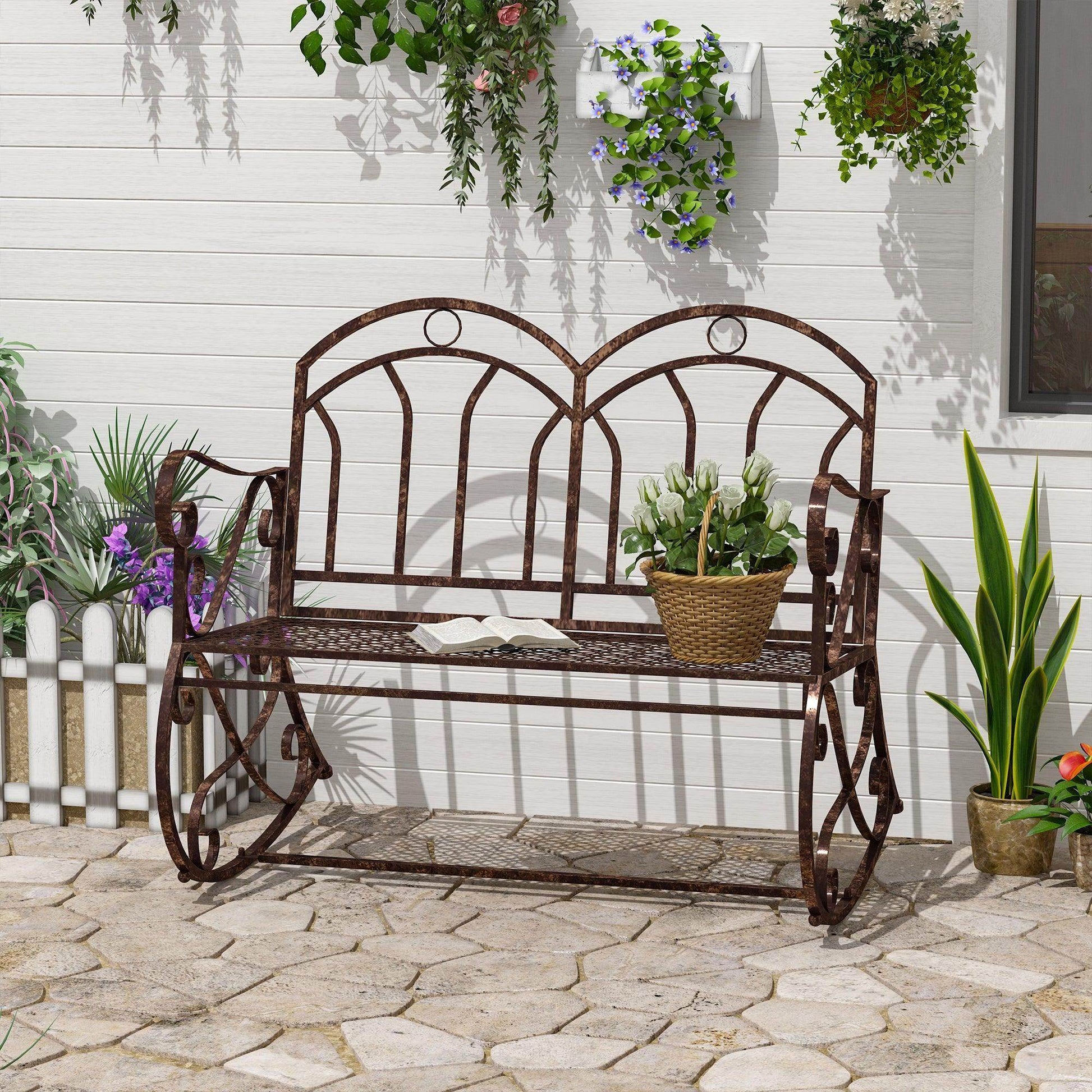 Outsunny Park Bench Swing Chair - Bronze - ALL4U RETAILER LTD