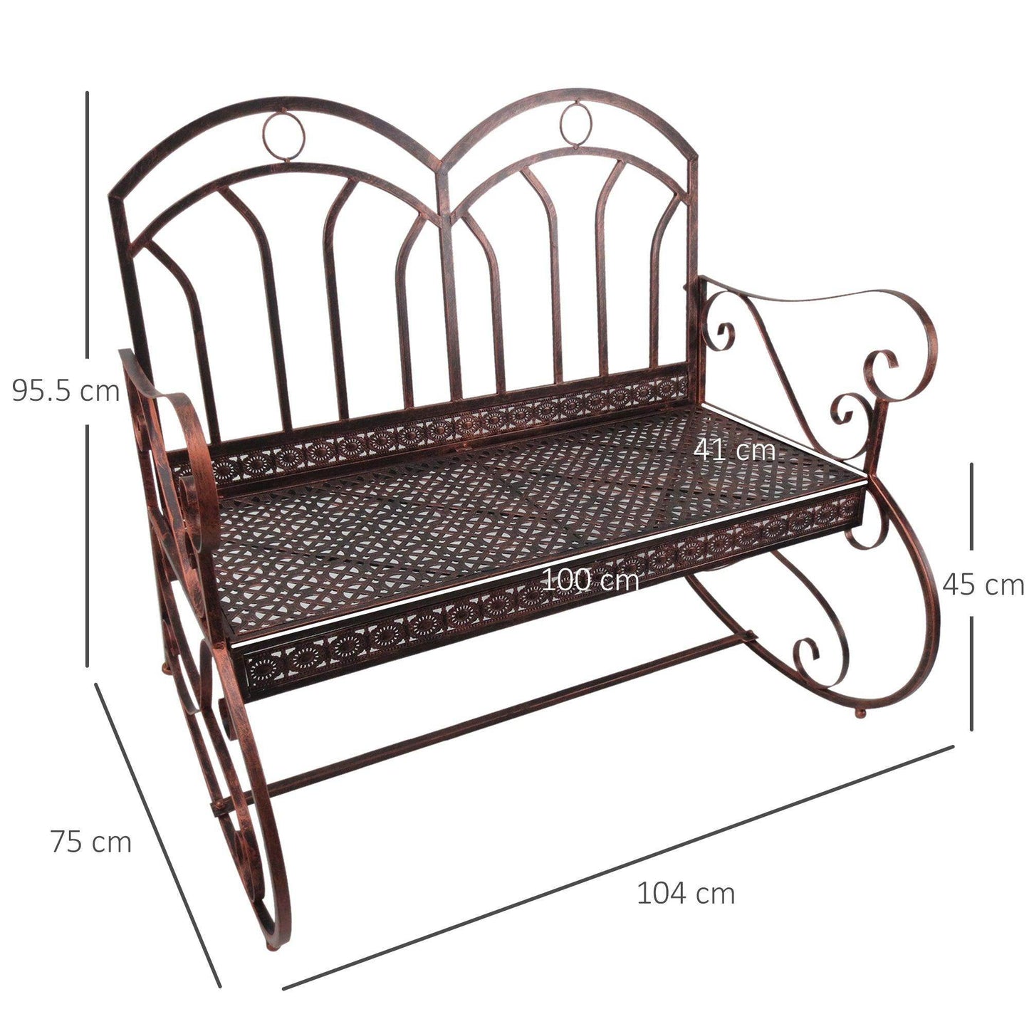 Outsunny Park Bench Swing Chair - Bronze - ALL4U RETAILER LTD