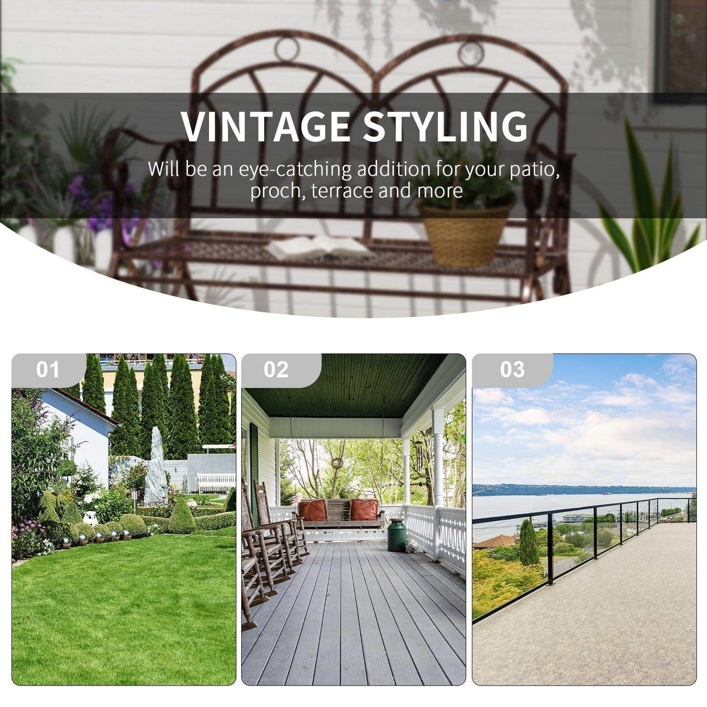 Outsunny Park Bench Swing Chair - Bronze - ALL4U RETAILER LTD