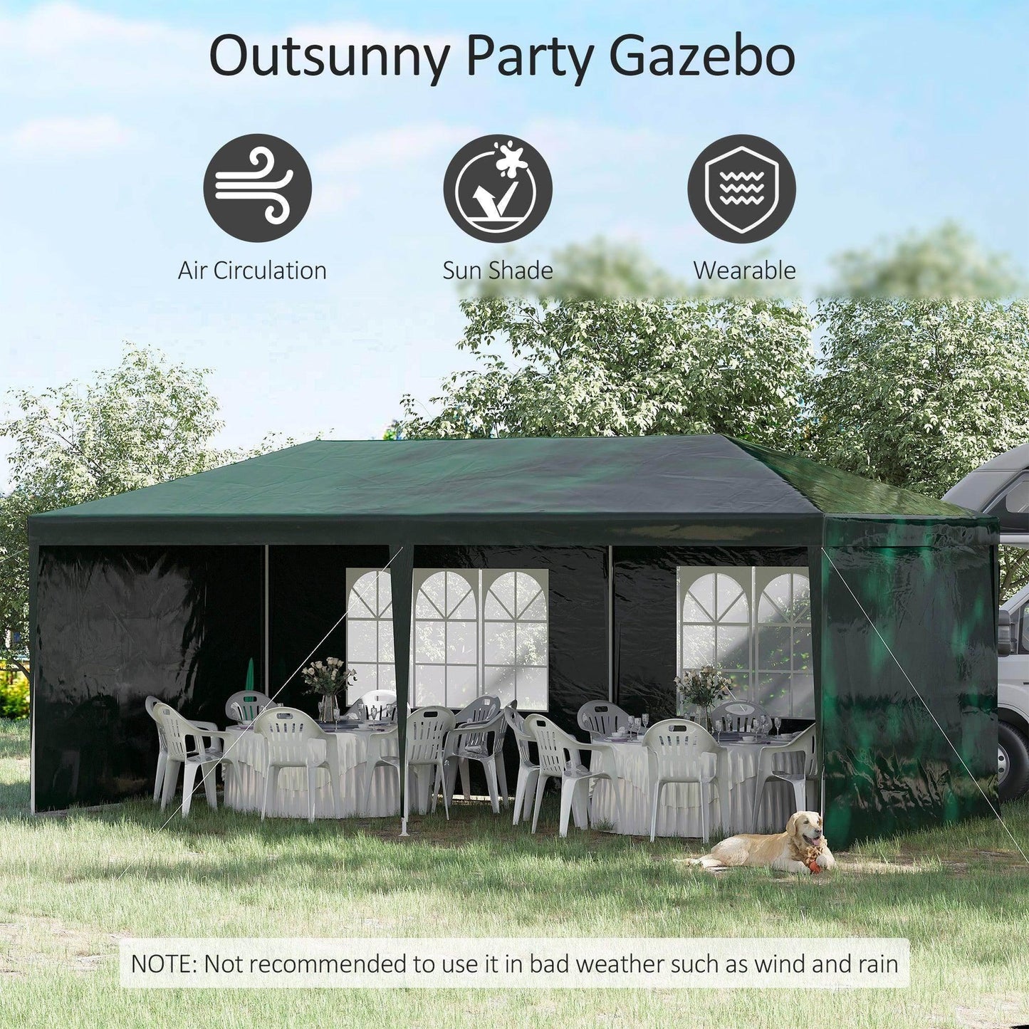 Outsunny Party Tent - 6x3m Outdoor Canopy - ALL4U RETAILER LTD
