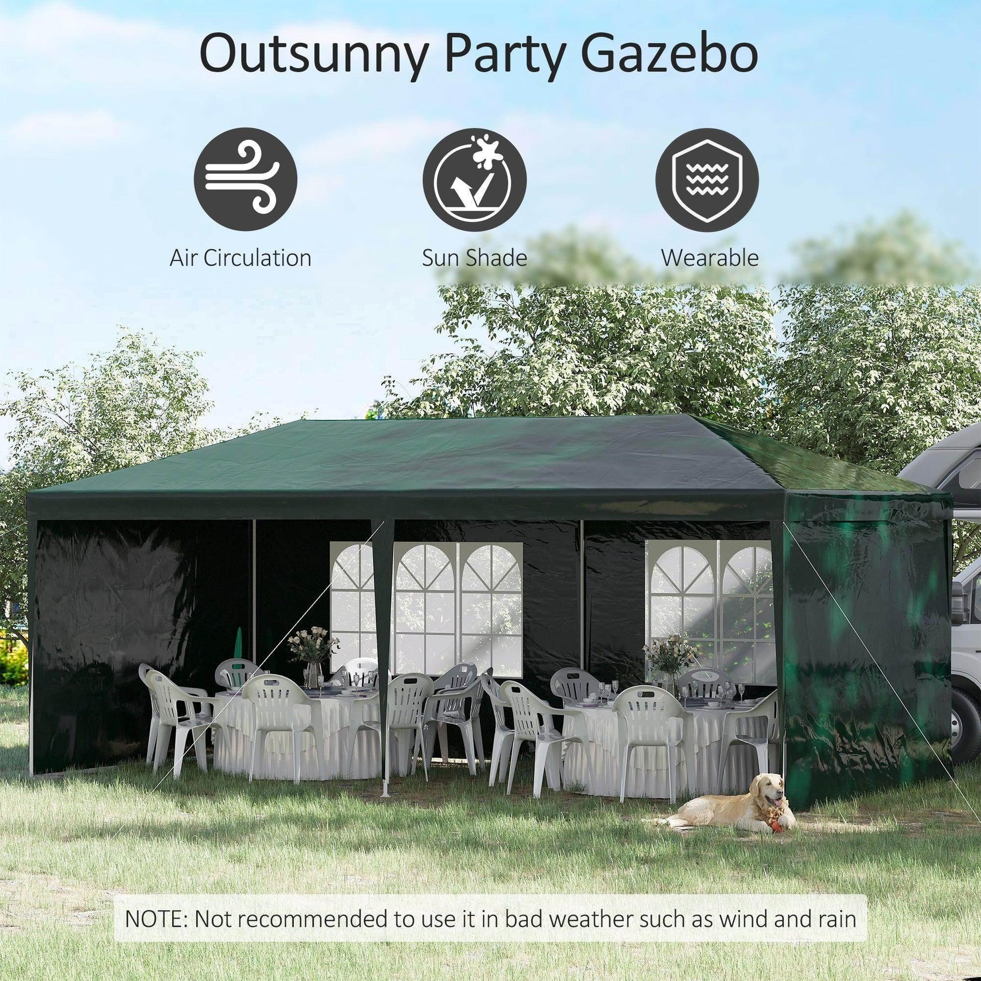 Outsunny Party Tent - 6x3m Outdoor Canopy - ALL4U RETAILER LTD
