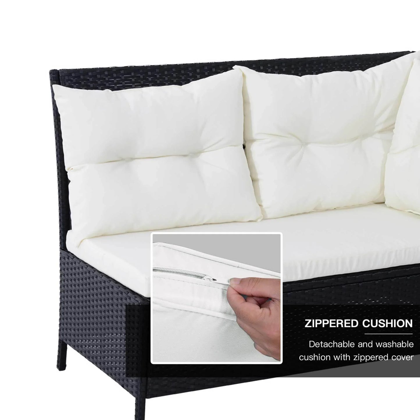 Outsunny Patio Corner Dining Set - Black Rattan 8-Seater - ALL4U RETAILER LTD