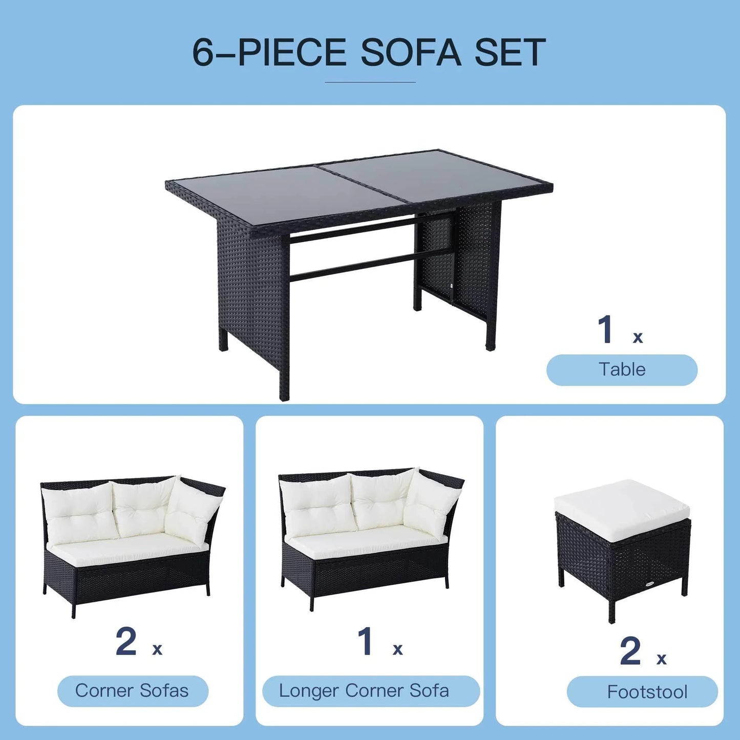 Outsunny Patio Corner Dining Set - Black Rattan 8-Seater - ALL4U RETAILER LTD