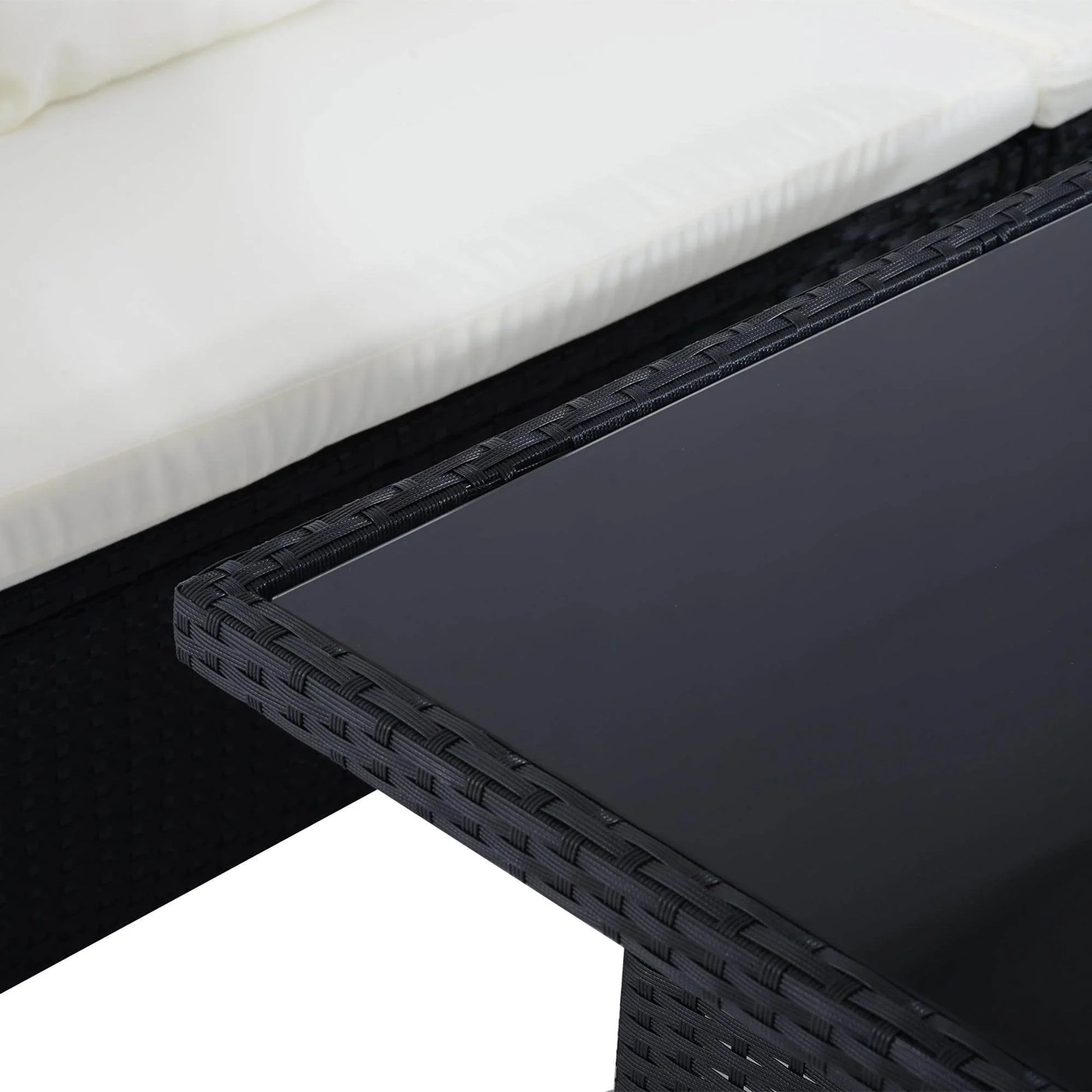 Outsunny Patio Corner Dining Set - Black Rattan 8-Seater - ALL4U RETAILER LTD