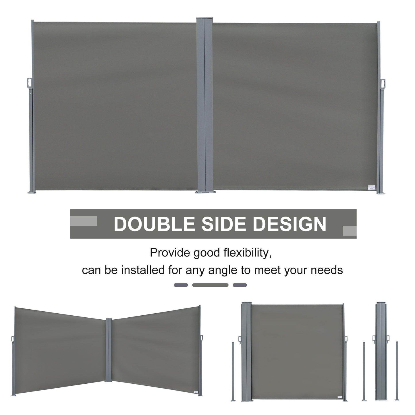 Outsunny Patio Retractable Double-Sided Fence for Privacy - ALL4U RETAILER LTD