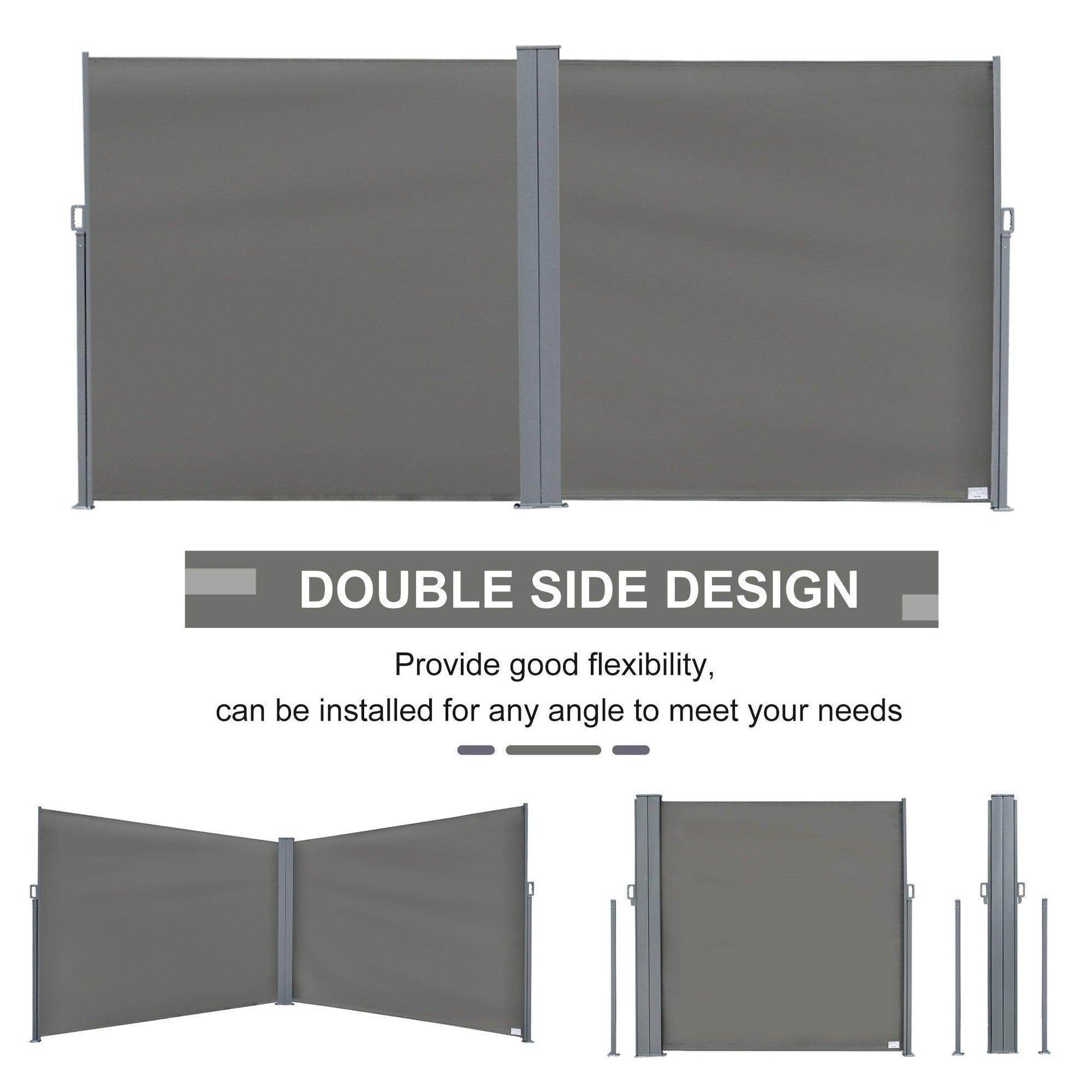Outsunny Patio Retractable Double-Sided Fence for Privacy - ALL4U RETAILER LTD