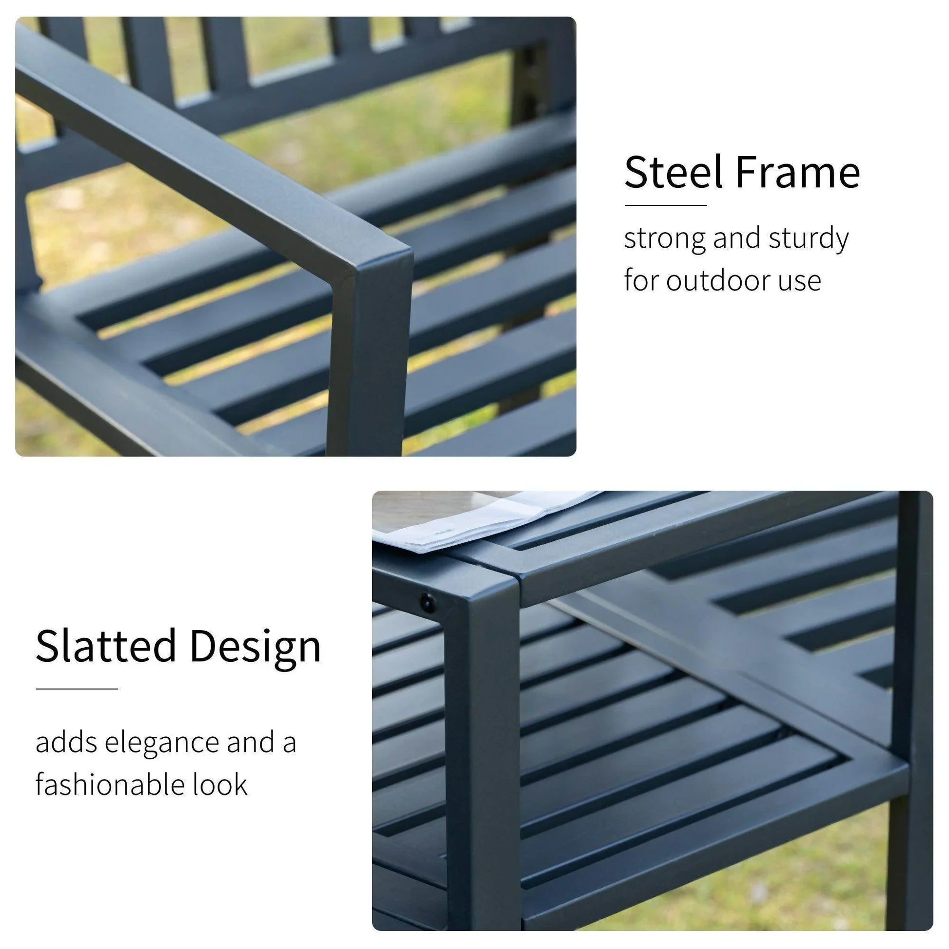 Outsunny Patio Tete-a-tete Chair Set with Coffee Table - ALL4U RETAILER LTD
