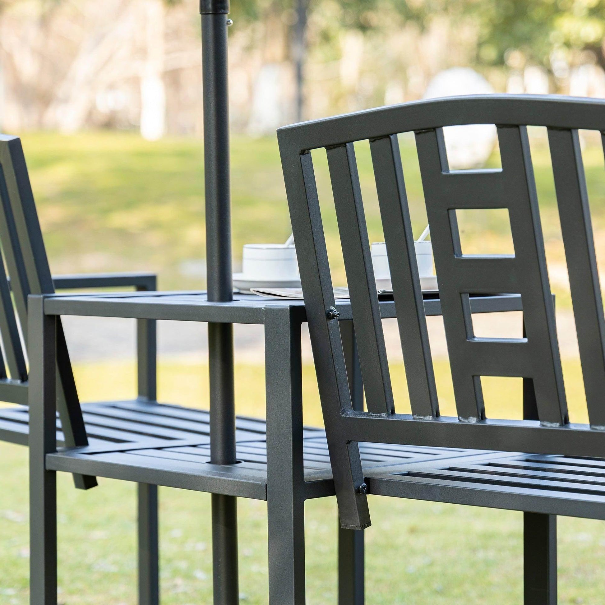Outsunny Patio Tete-a-tete Chair Set with Coffee Table - ALL4U RETAILER LTD
