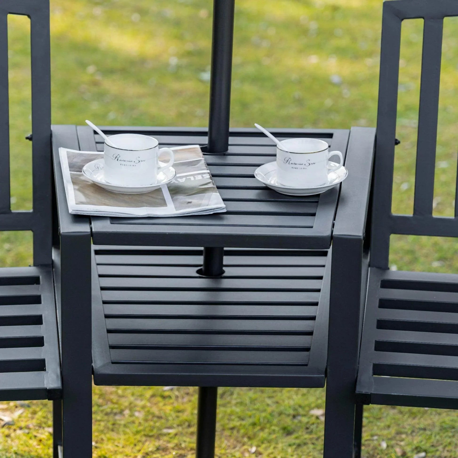 Outsunny Patio Tete-a-tete Chair Set with Coffee Table - ALL4U RETAILER LTD