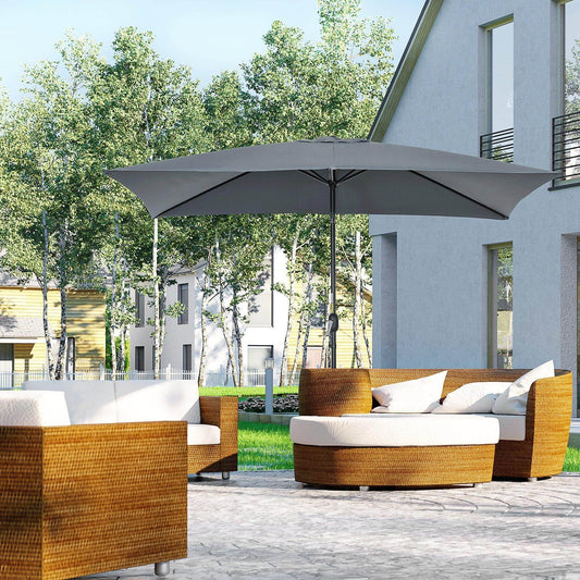 Outsunny Patio Umbrella 3x2m - Dark Grey - ALL4U RETAILER LTD