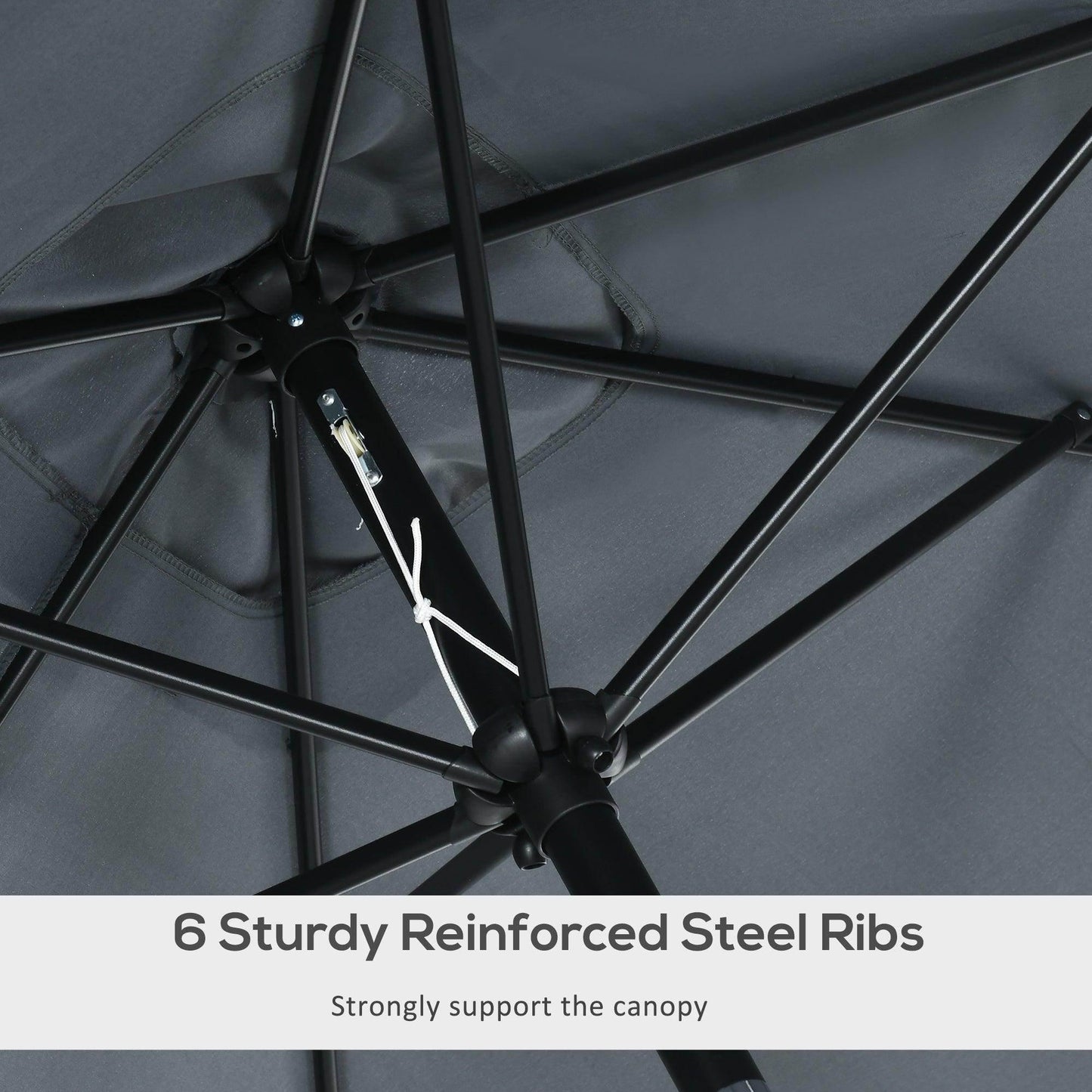 Outsunny Patio Umbrella 3x2m - Dark Grey - ALL4U RETAILER LTD