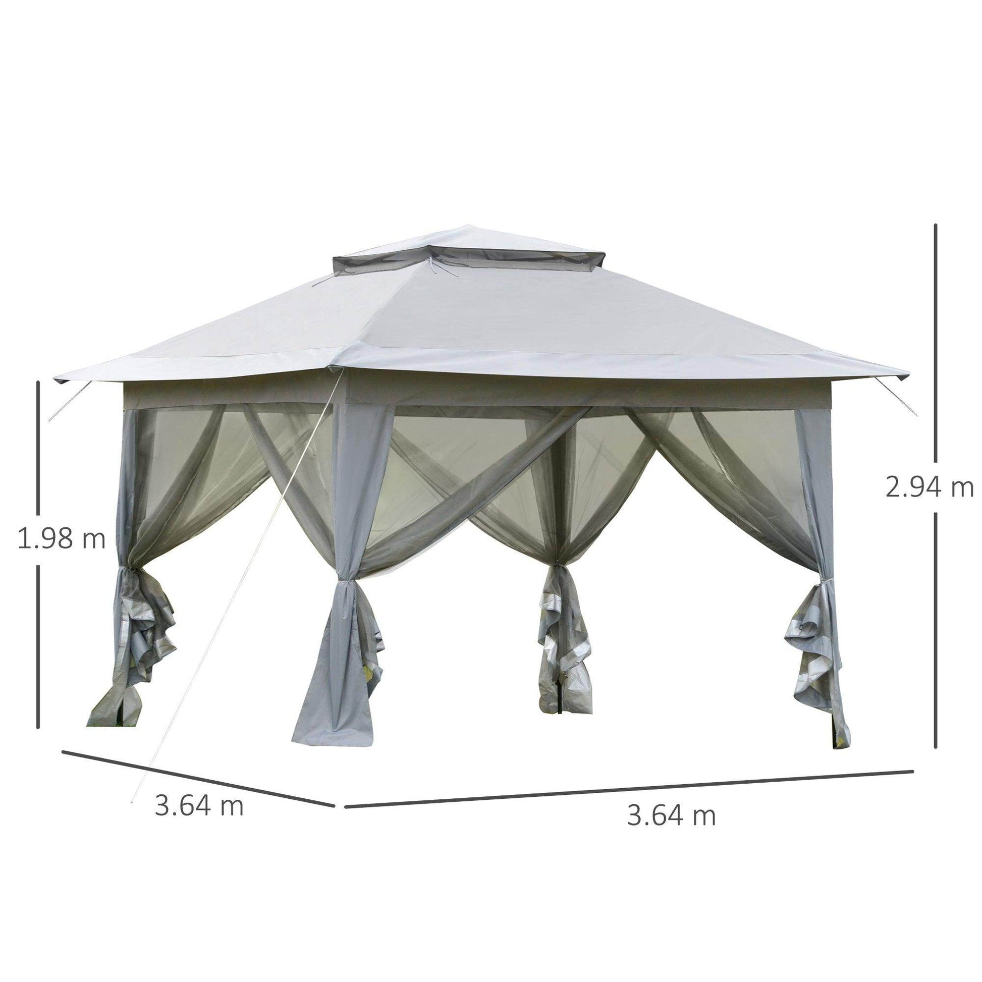 Outsunny Pop-up Party Tent Canopy Gazebo - 3.6x3.6x2.9m - ALL4U RETAILER LTD