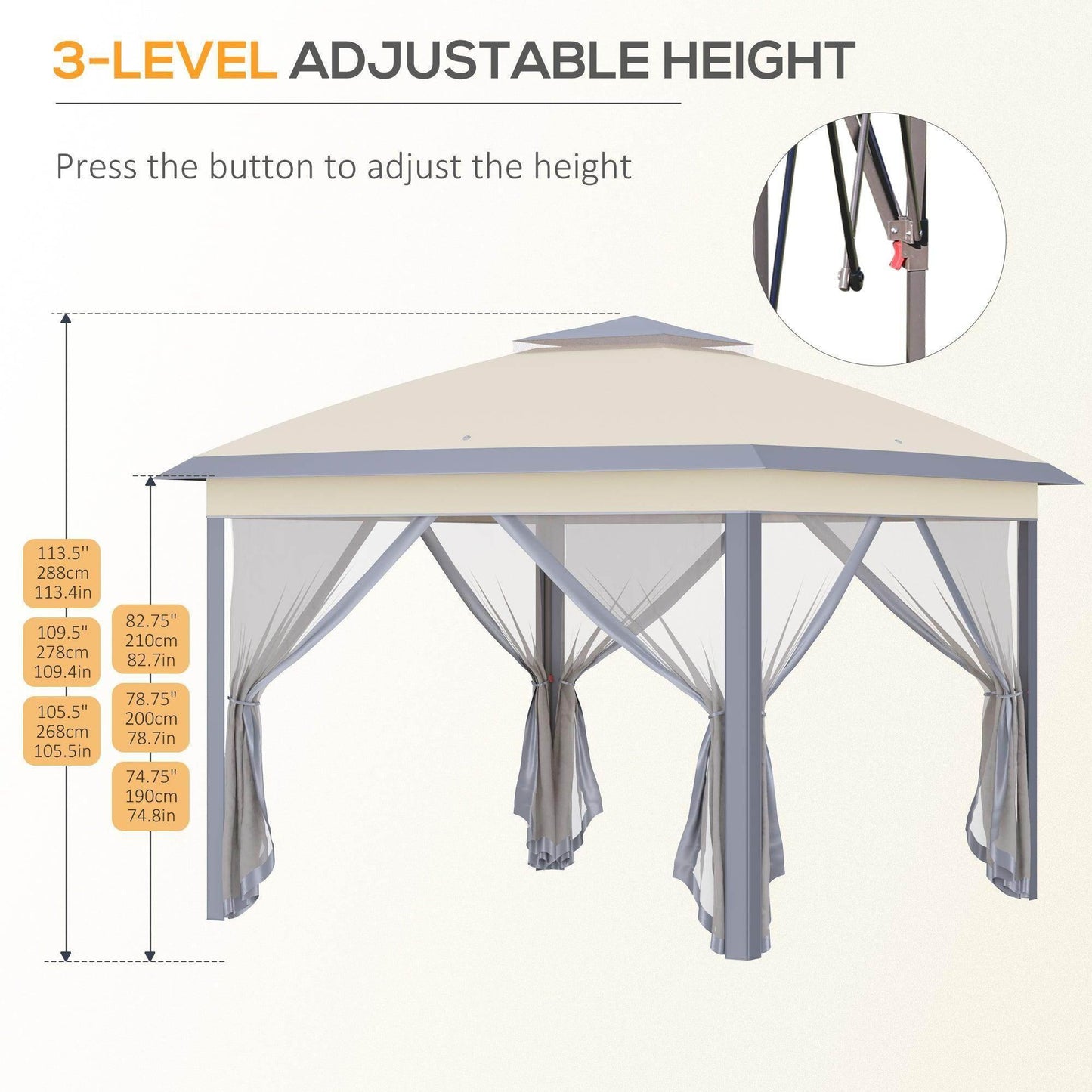 Outsunny Pop Up Canopy Tent with Mesh Sidewalls - ALL4U RETAILER LTD