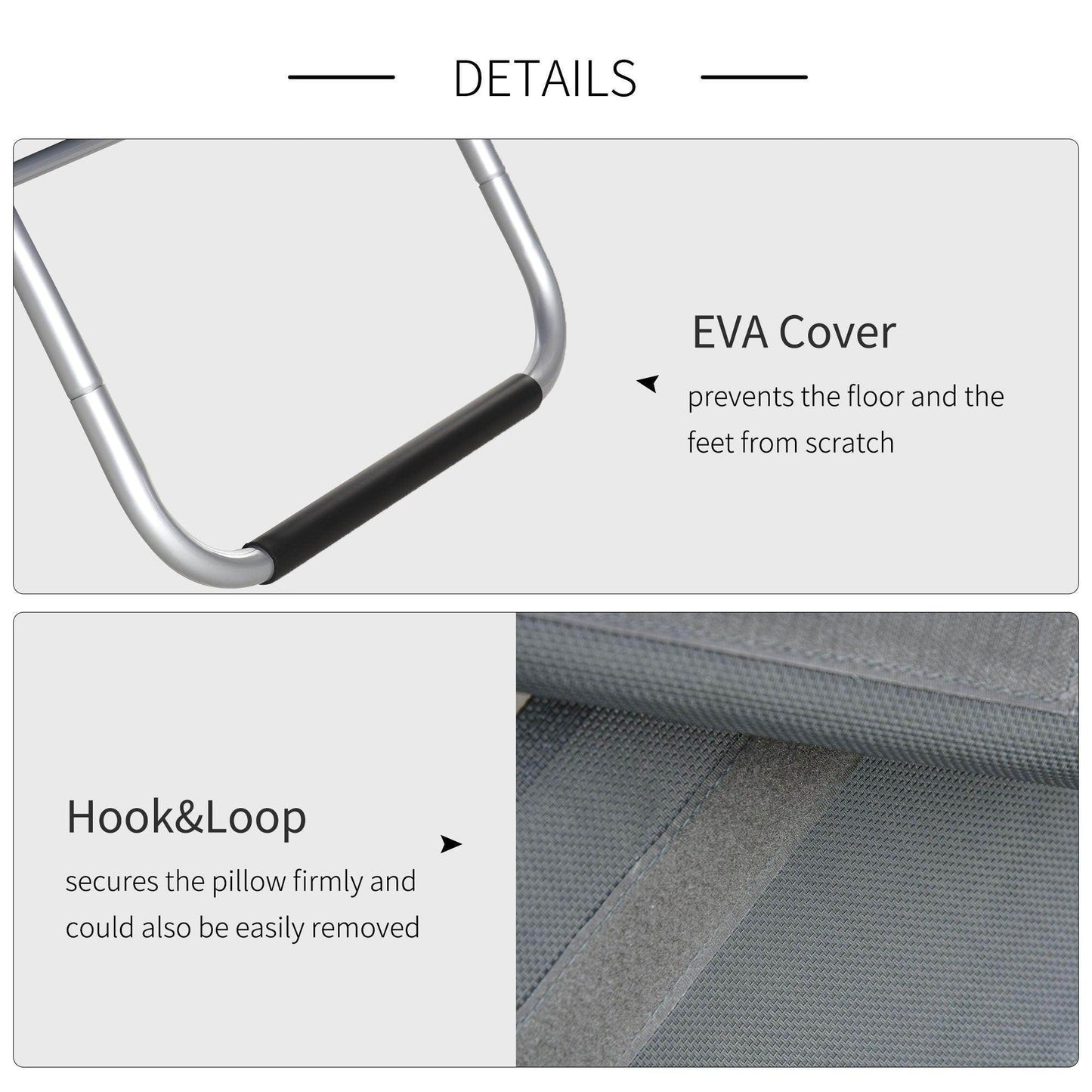 Outsunny Portable Ergonomic Lounger Chair for Garden Patio - Dark Grey - ALL4U RETAILER LTD