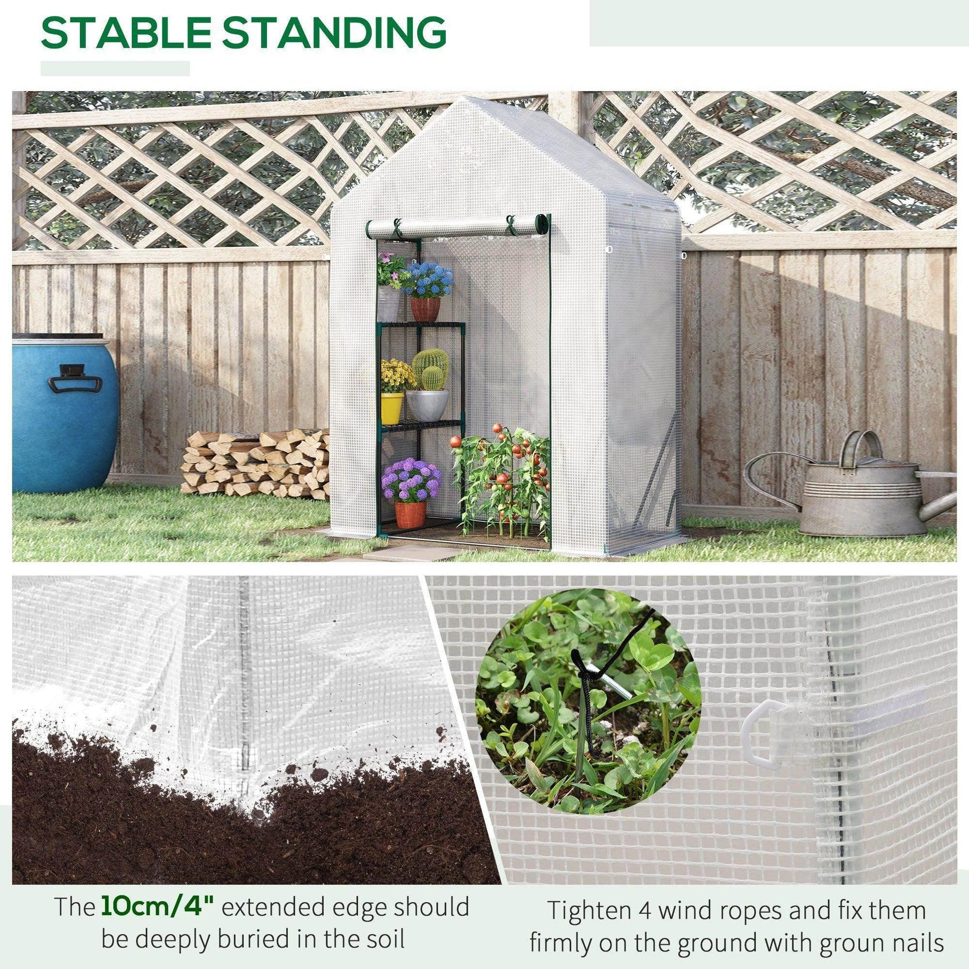 Outsunny Portable Gardening Greenhouse with 2 Shelves - ALL4U RETAILER LTD