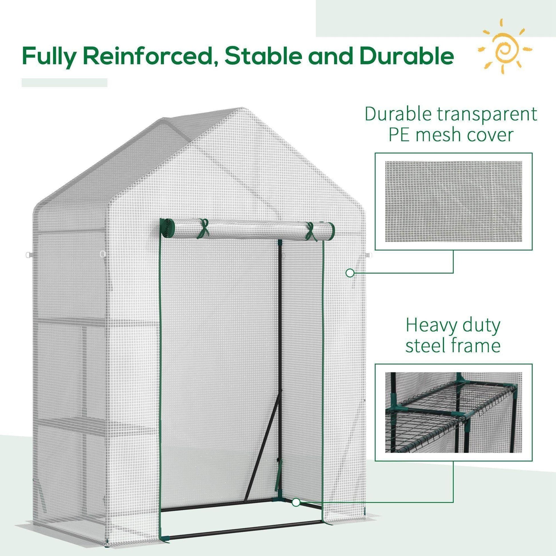 Outsunny Portable Gardening Greenhouse with 2 Shelves - ALL4U RETAILER LTD
