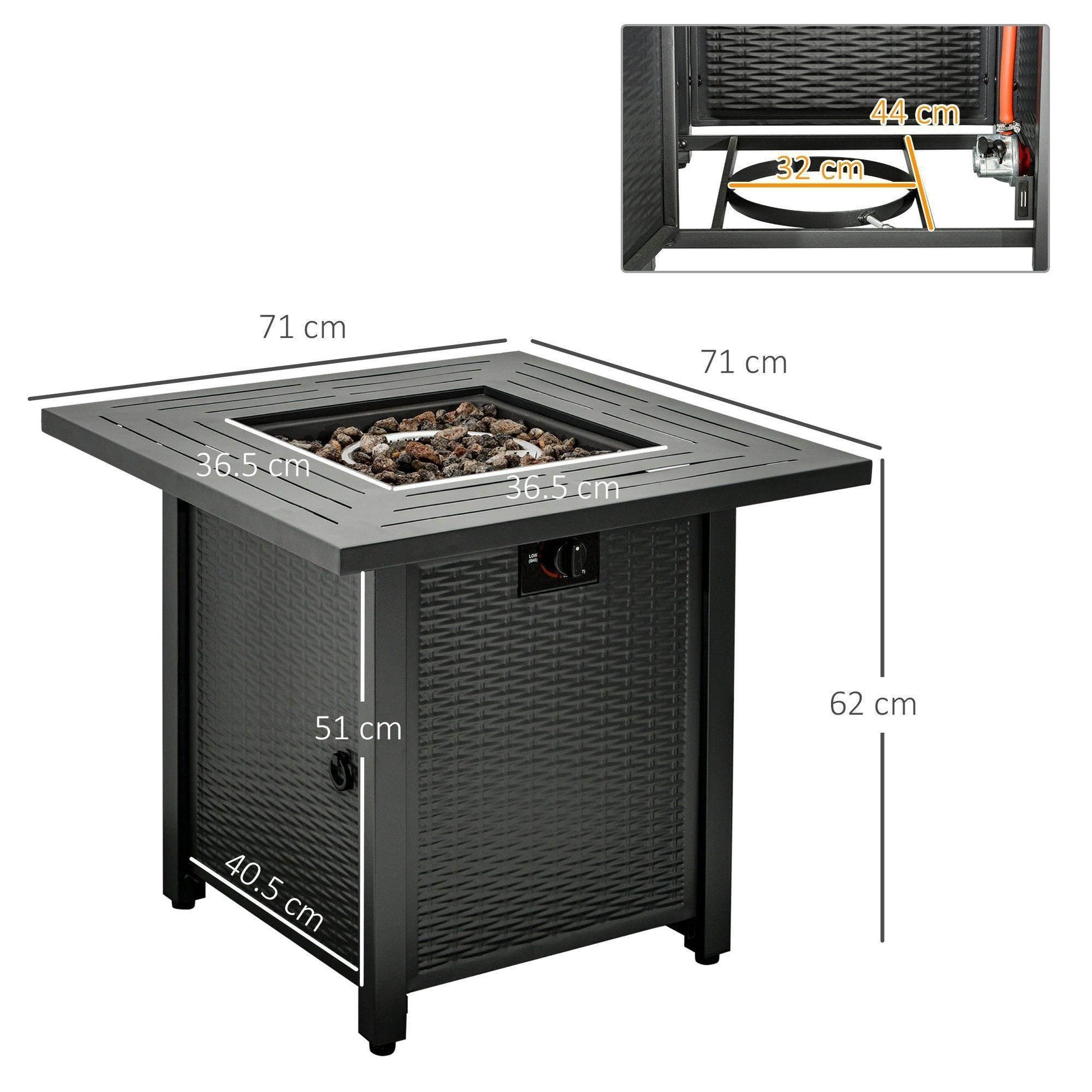 Outsunny Propane Fire Pit Table - Smokeless Patio Heater - ALL4U RETAILER LTD
