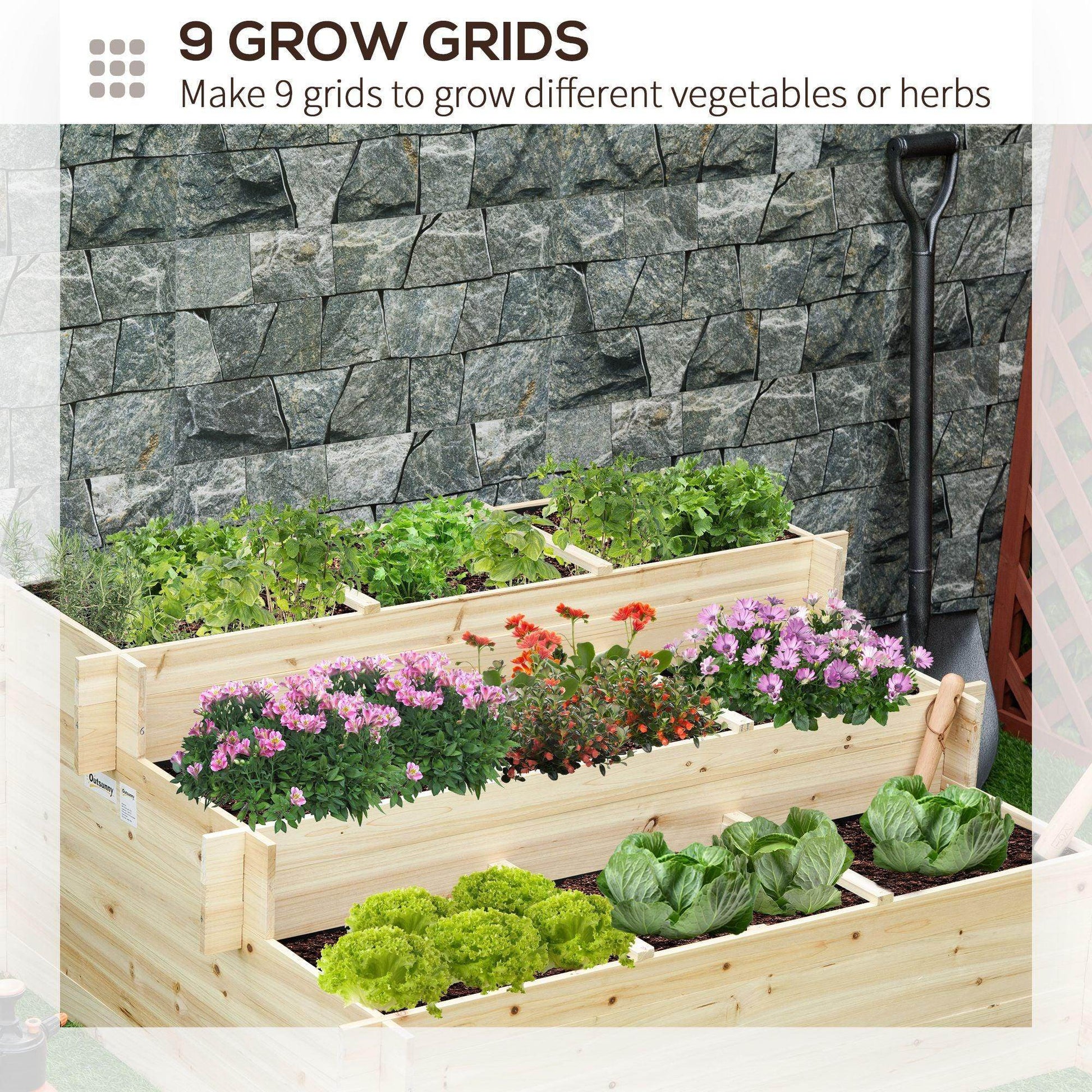 Outsunny Raised Garden Bed with 9 Grow Grids - Easy and Efficient - ALL4U RETAILER LTD