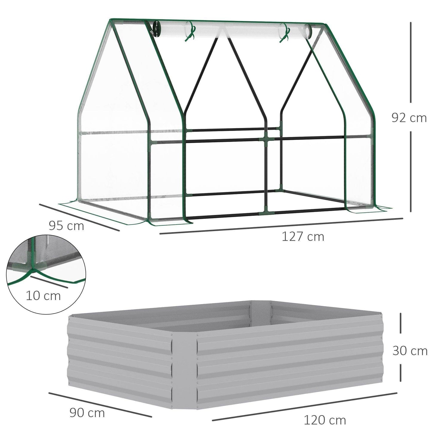 Outsunny Raised Garden Bed with Greenhouse - ALL4U RETAILER LTD