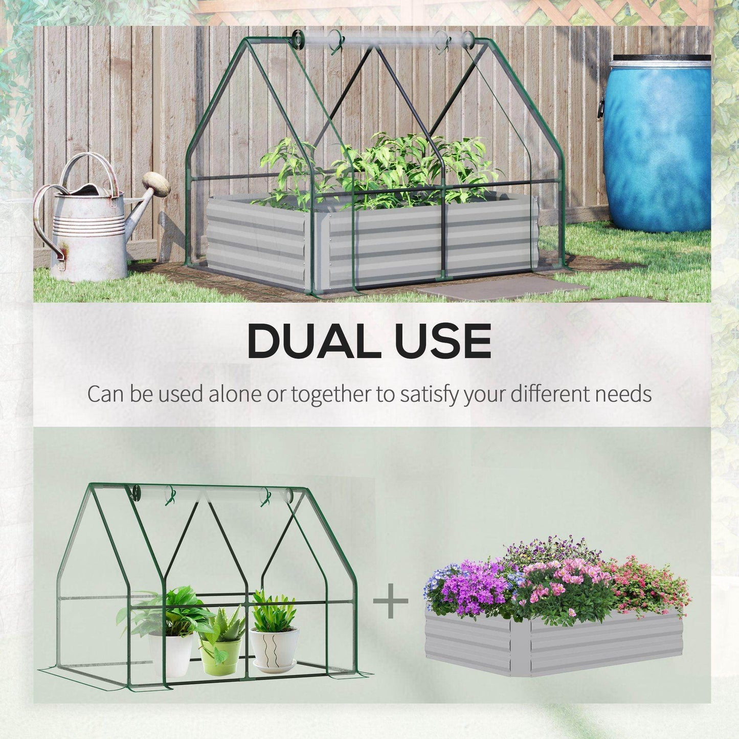 Outsunny Raised Garden Bed with Greenhouse - ALL4U RETAILER LTD