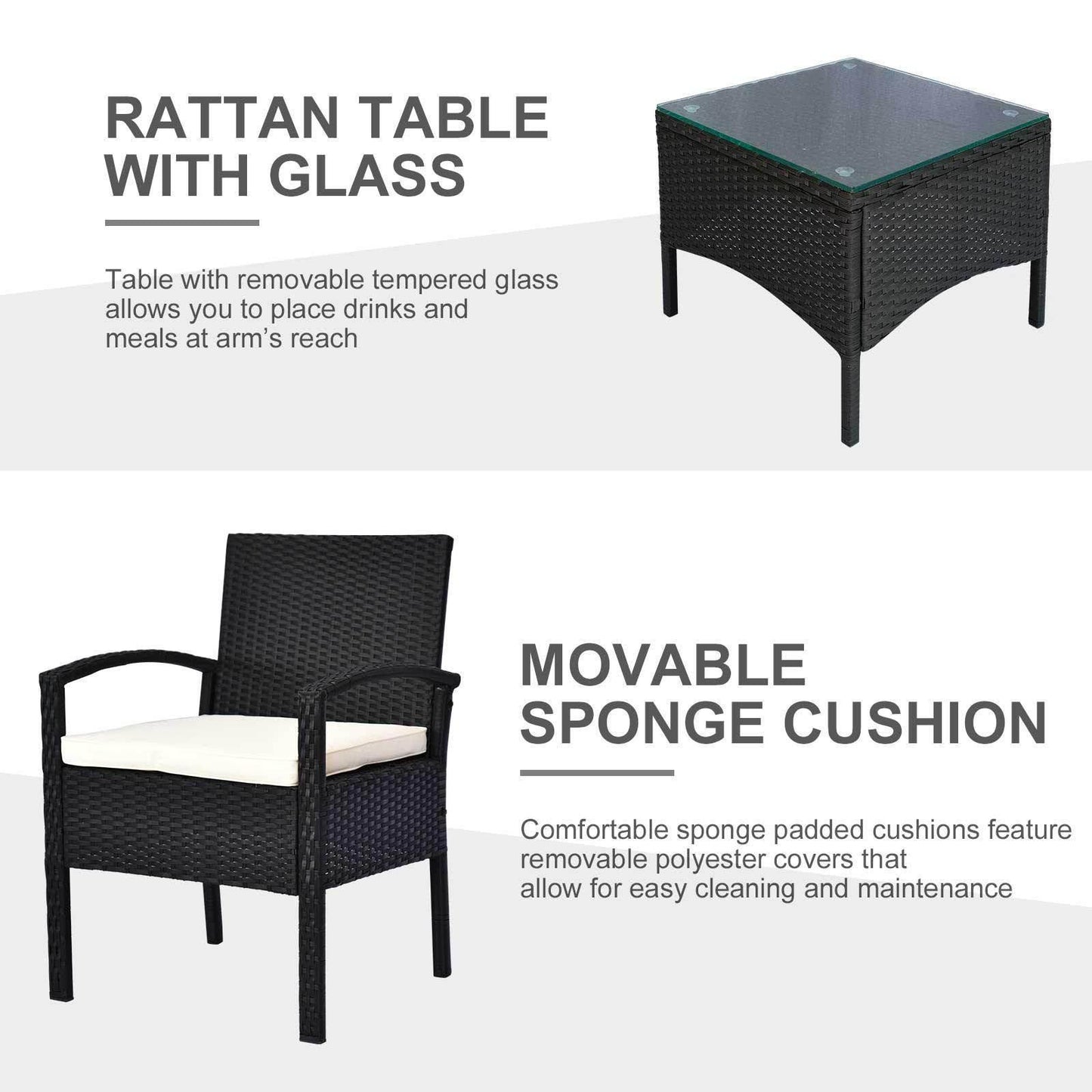 Outsunny Rattan 2-Seater Patio Set - ALL4U RETAILER LTD