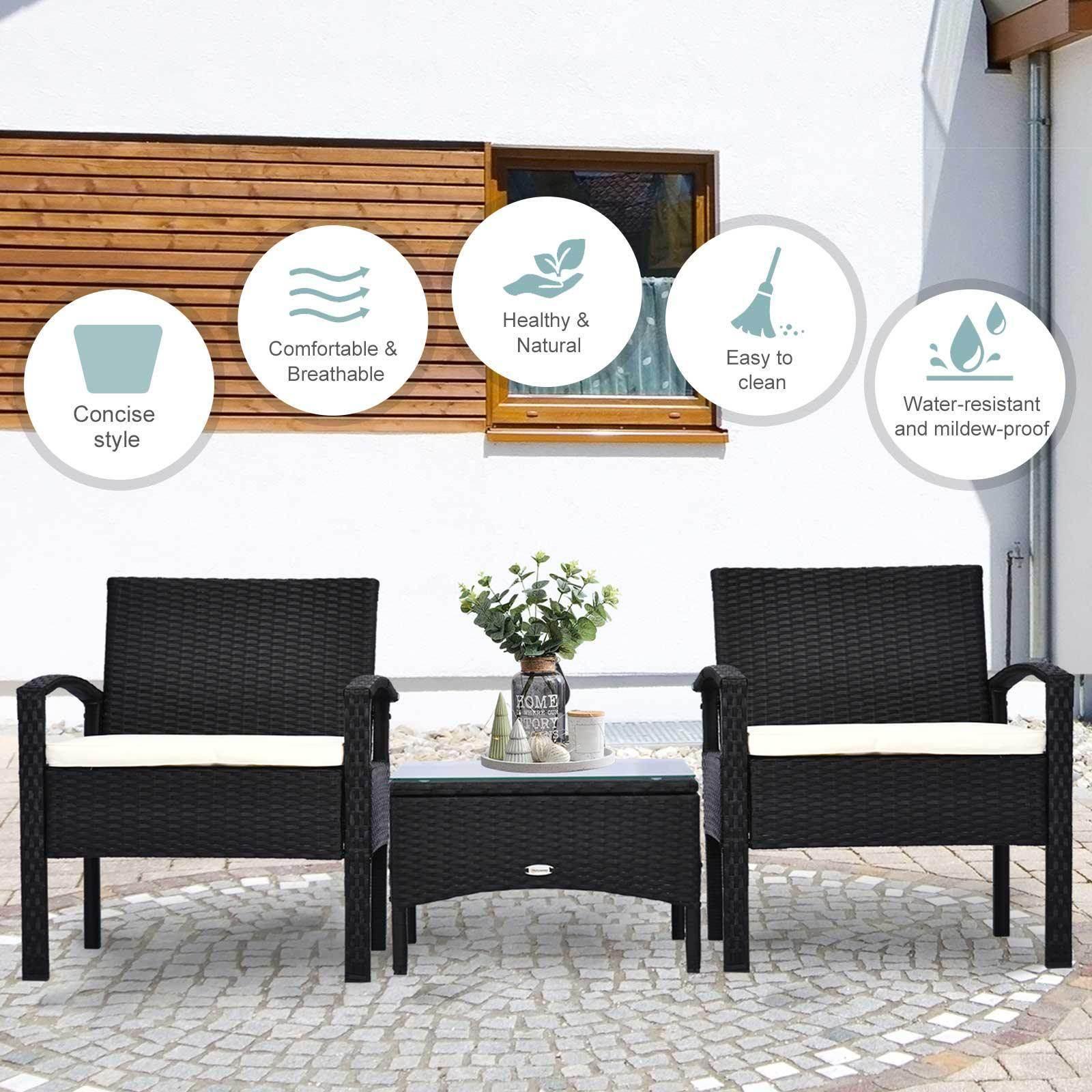 Outsunny Rattan 2-Seater Patio Set - ALL4U RETAILER LTD