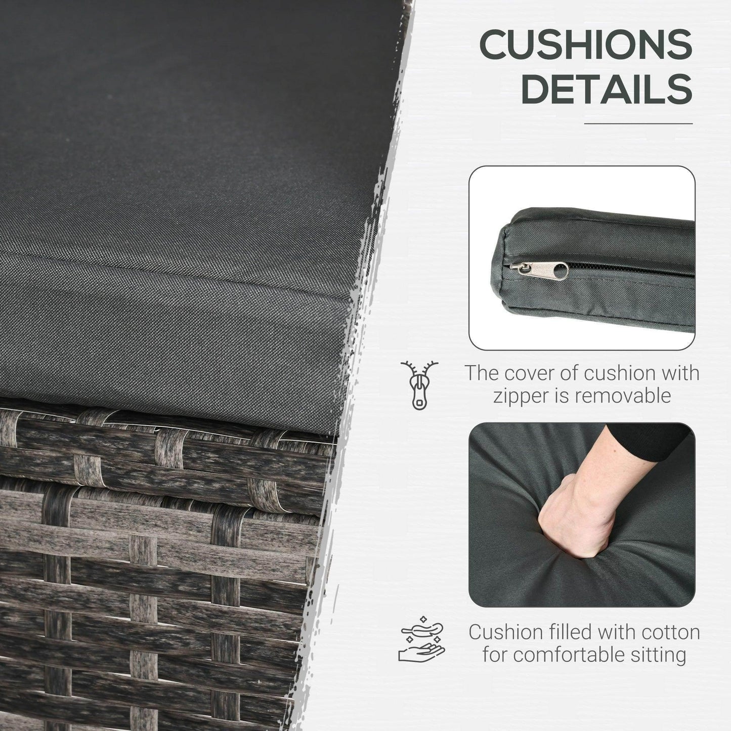 Outsunny Rattan Bistro Set - Light Grey - ALL4U RETAILER LTD