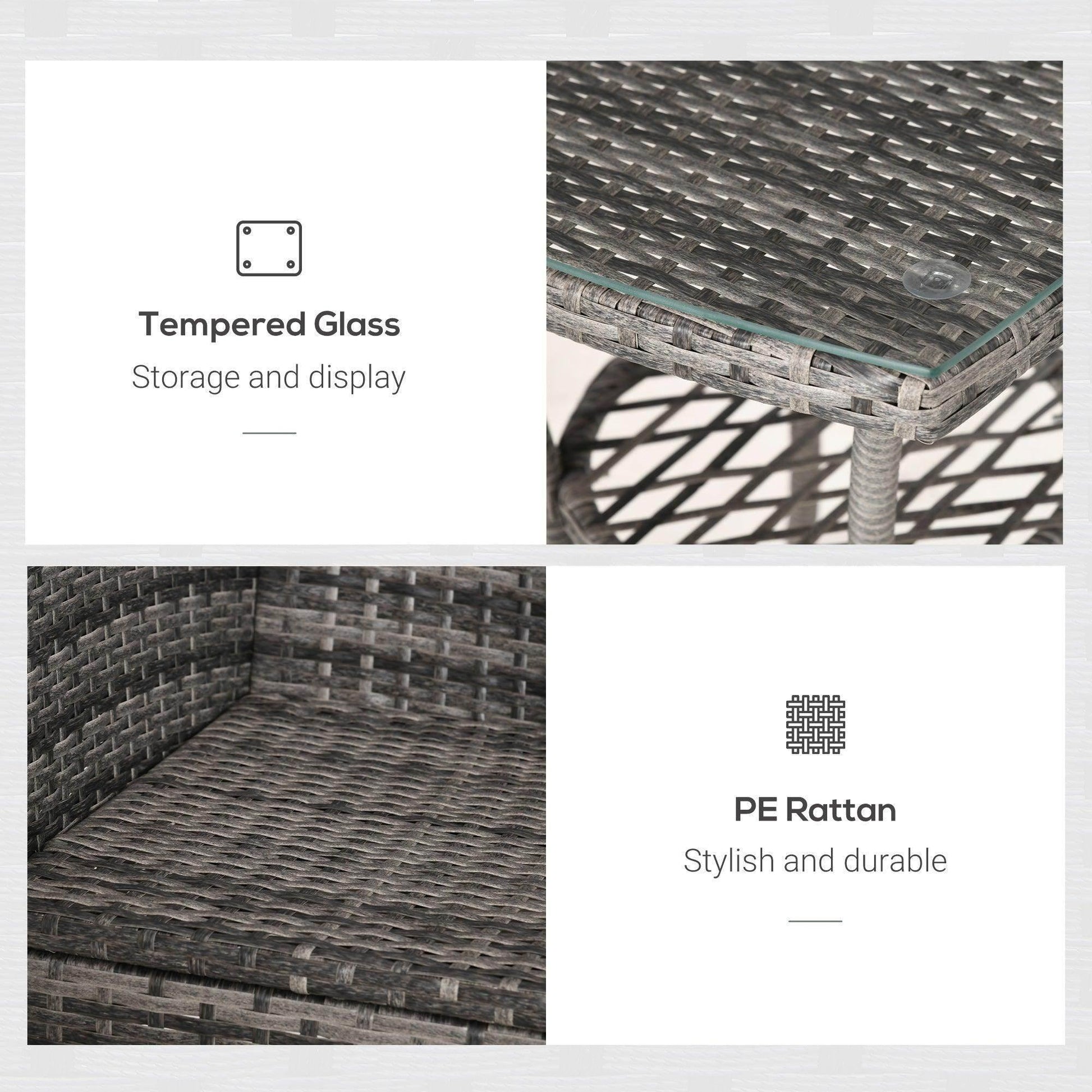 Outsunny Rattan Bistro Set - Light Grey - ALL4U RETAILER LTD