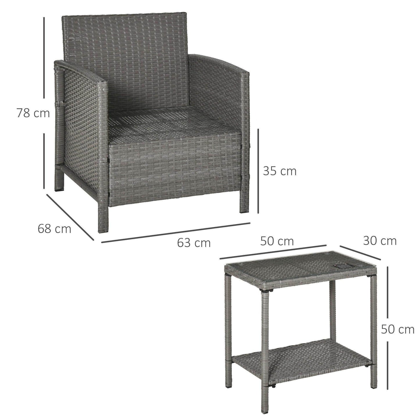 Outsunny Rattan Bistro Set for Stylish Outdoor Dining - ALL4U RETAILER LTD