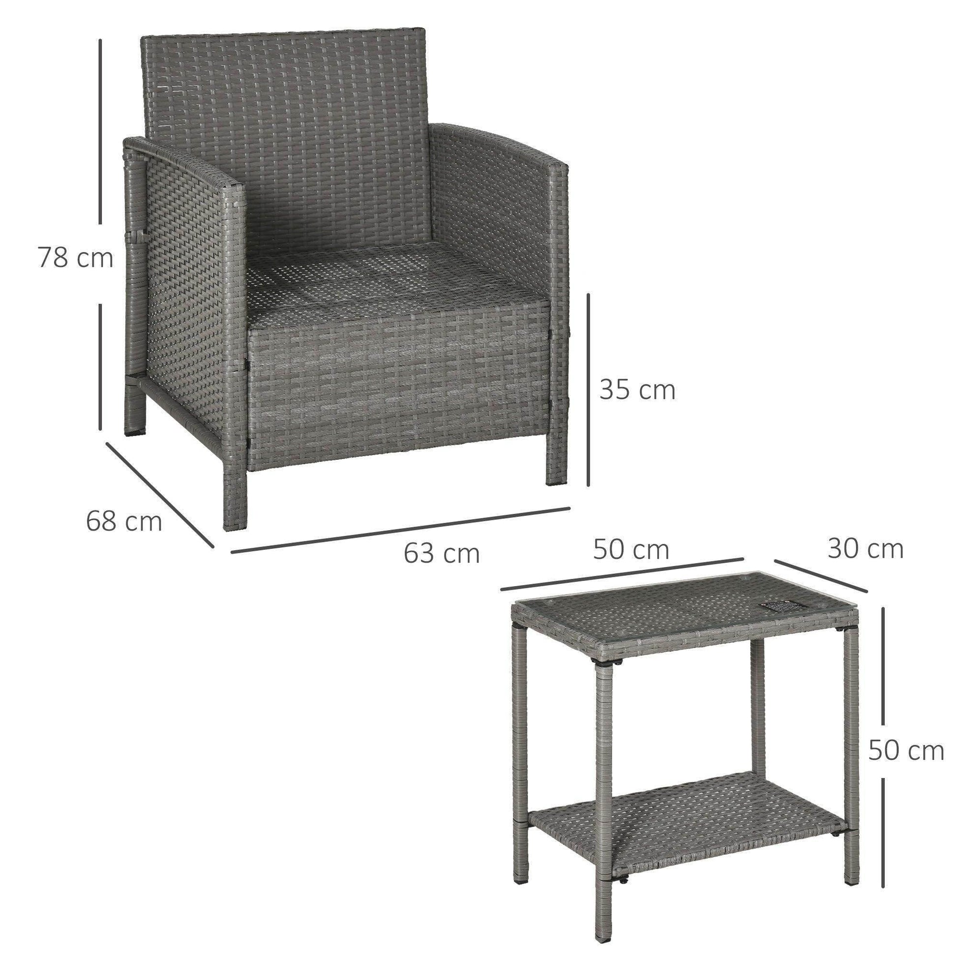 Outsunny Rattan Bistro Set for Stylish Outdoor Dining - ALL4U RETAILER LTD