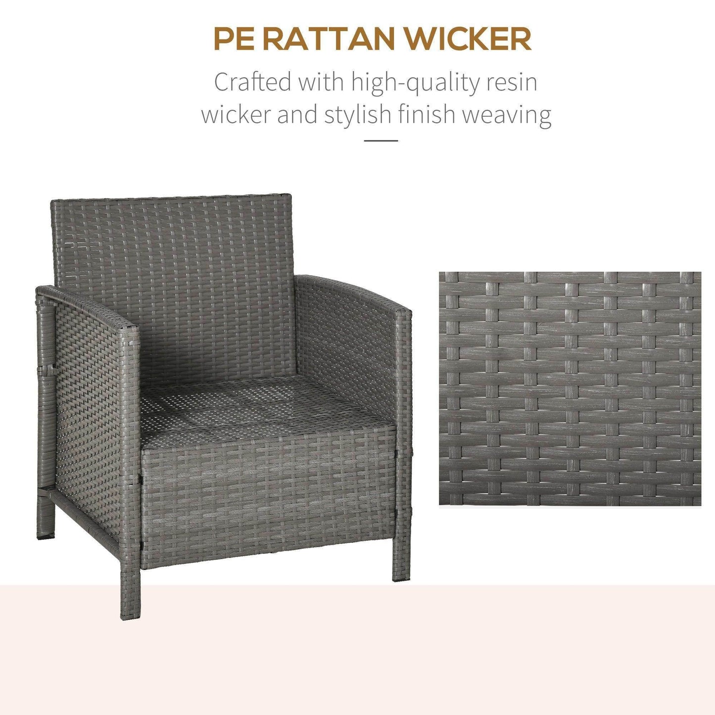 Outsunny Rattan Bistro Set for Stylish Outdoor Dining - ALL4U RETAILER LTD